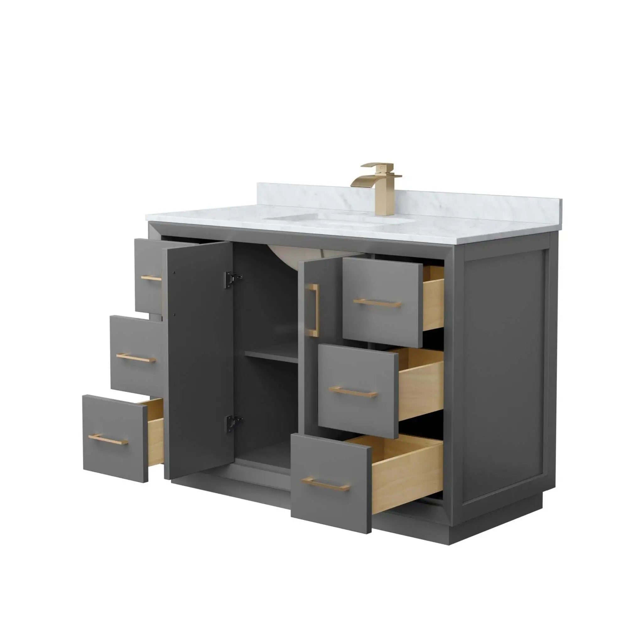 48" Strada Single Bathroom Vanity in Dark Gray with Satin Bronze Trim by Wyndham
