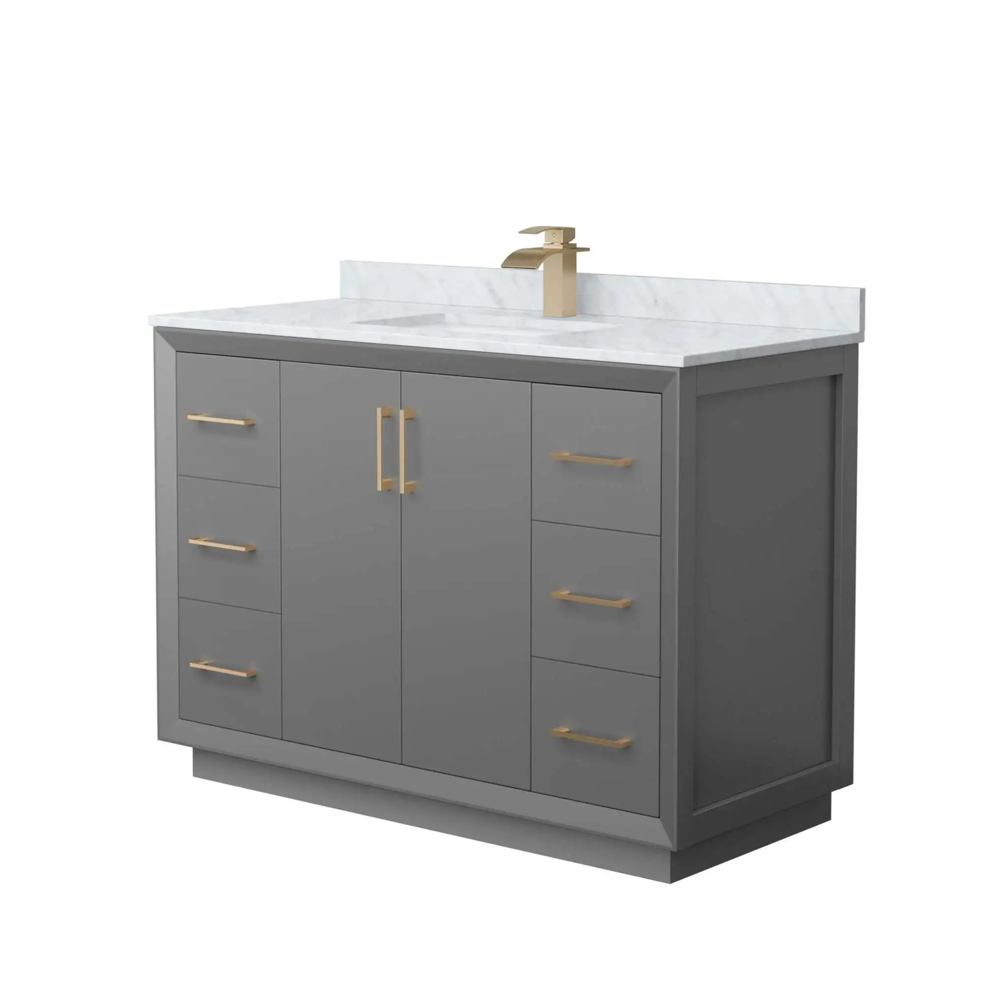 48" Strada Single Bathroom Vanity in Dark Gray with Satin Bronze Trim by Wyndham