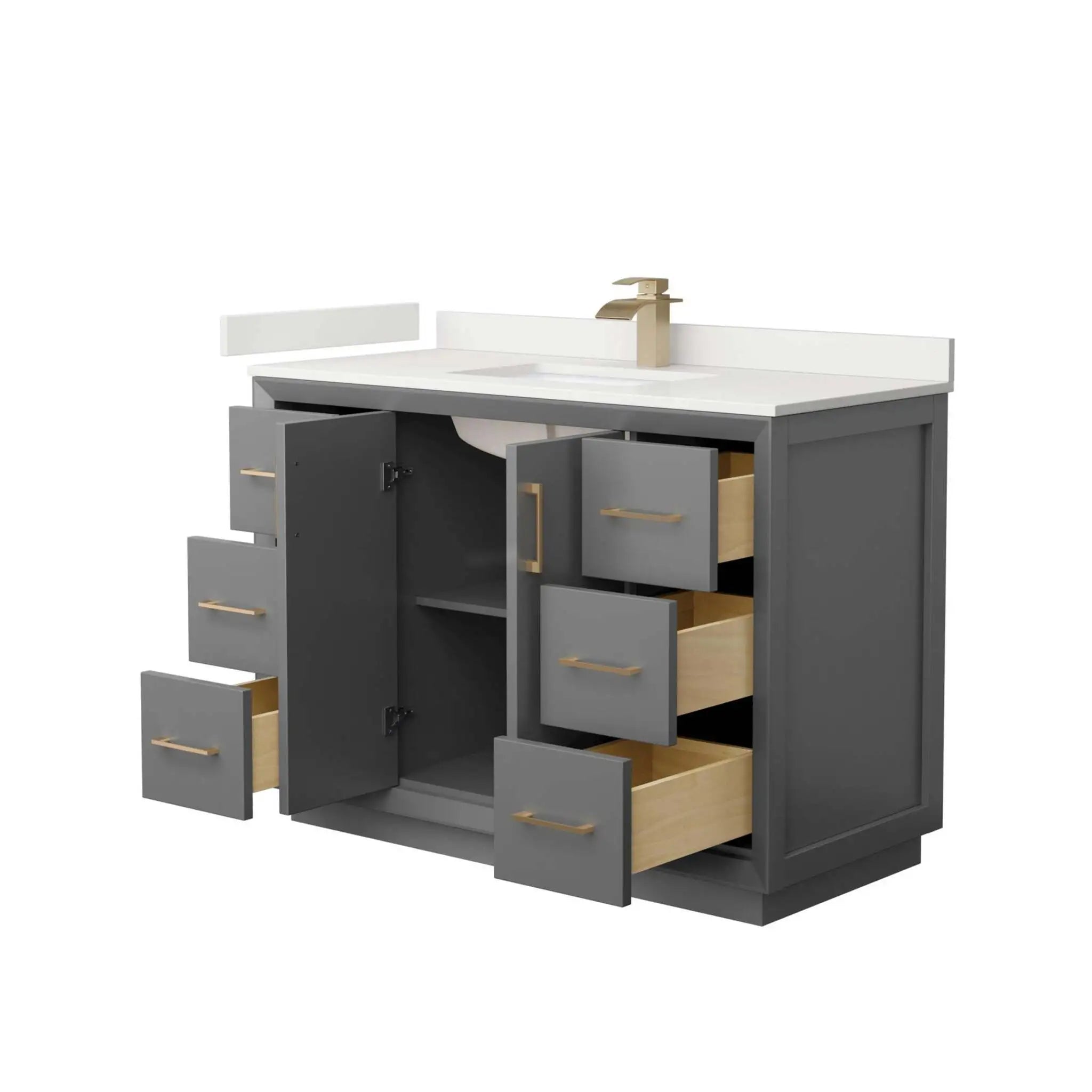 48" Strada Single Bathroom Vanity in Dark Gray with Satin Bronze Trim by Wyndham