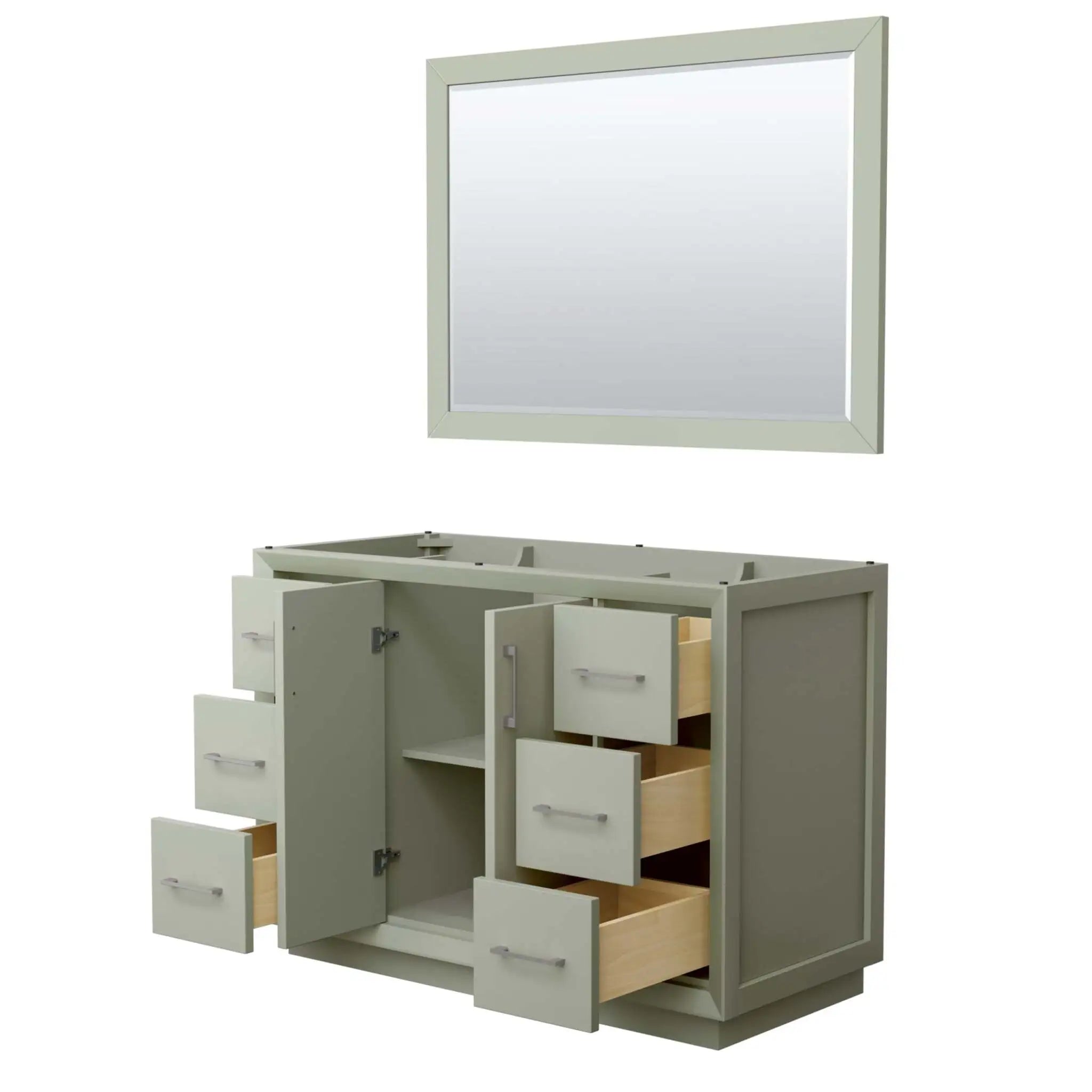 48" Strada Single Bathroom Vanity in Light Green with Brushed Nickel Trim & 46" Mirror by Wyndham