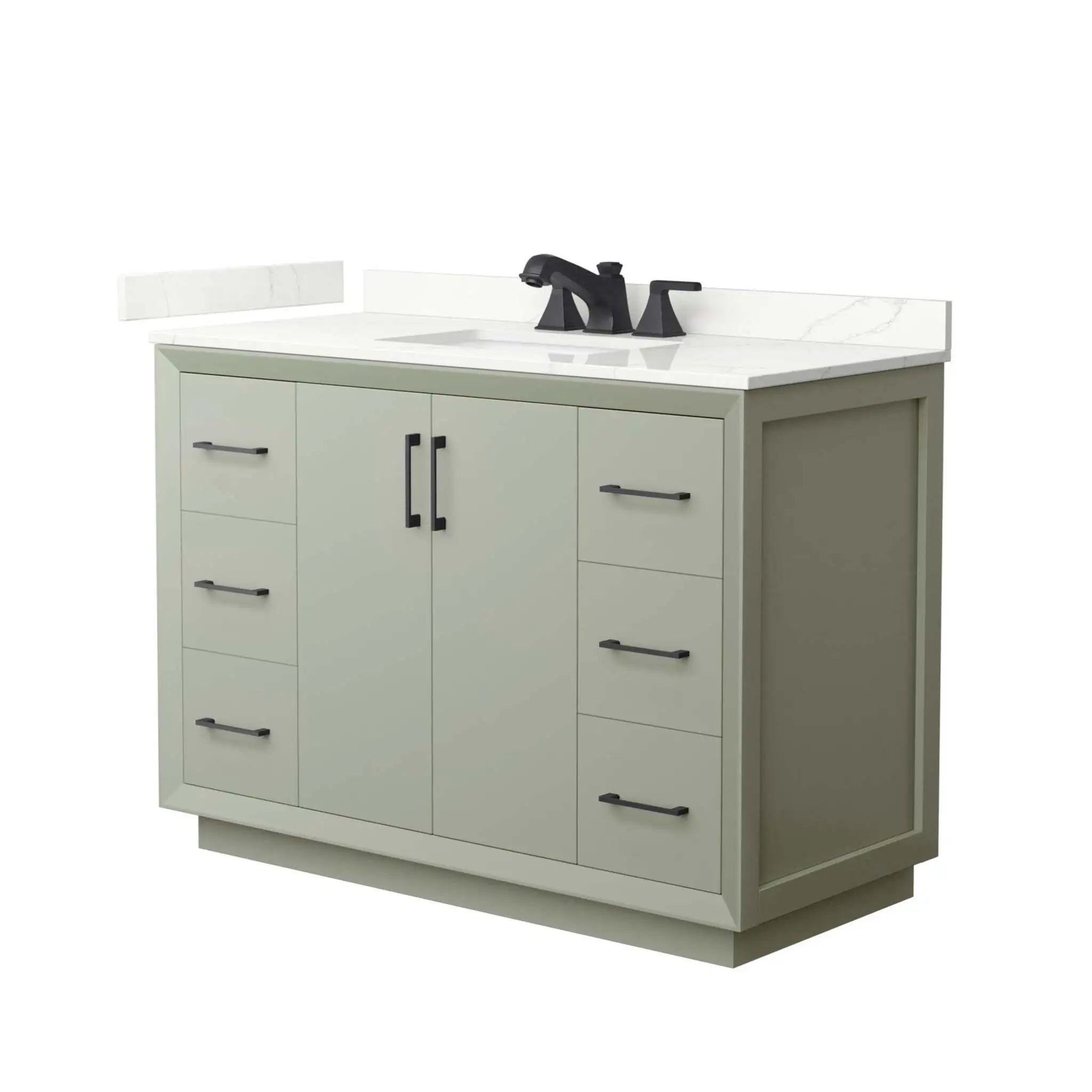 48" Strada Single Bathroom Vanity in Light Green with Matte Black Trim by Wyndham