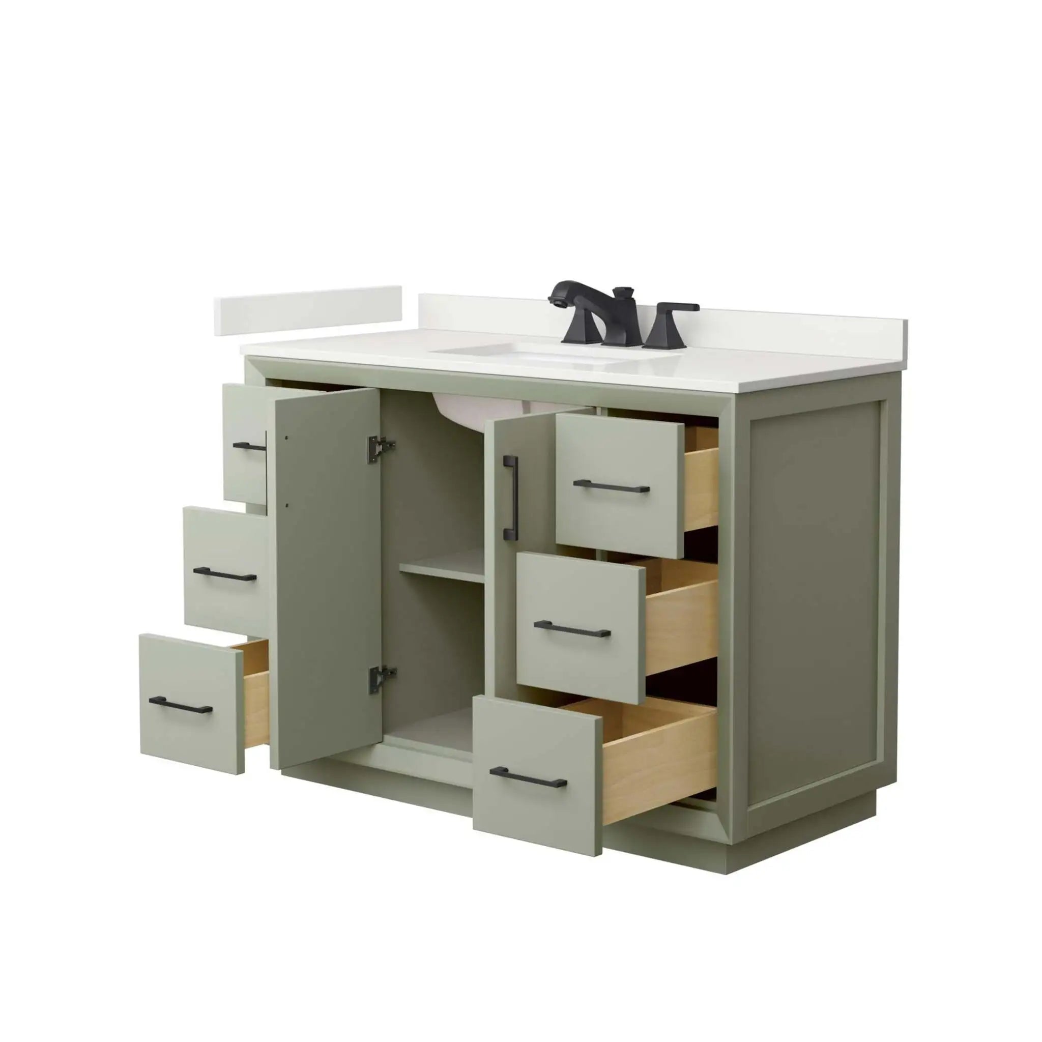 48" Strada Single Bathroom Vanity in Light Green with Matte Black Trim by Wyndham