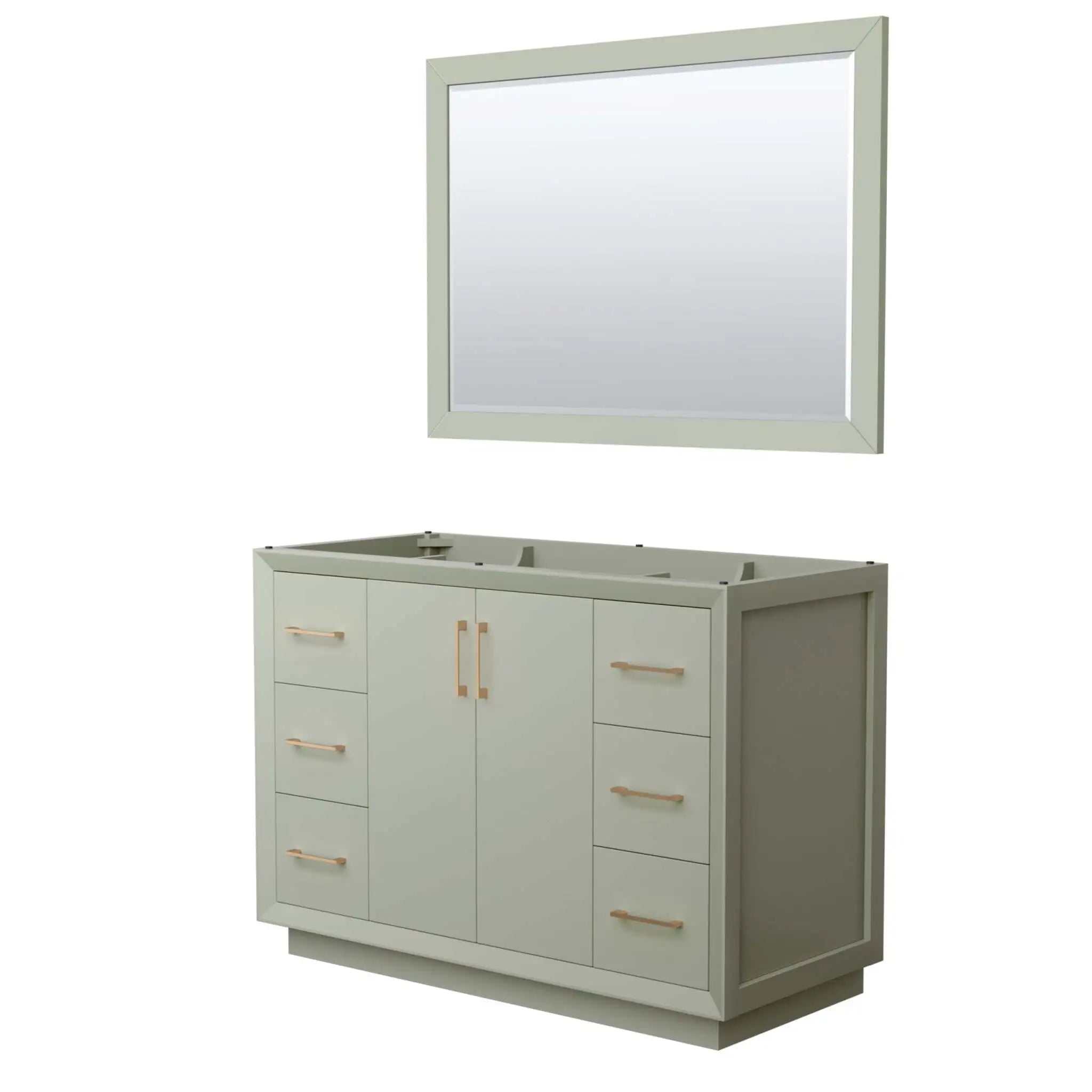 48" Strada Single Bathroom Vanity in Light Green with Satin Bronze Trim & 46" Mirror by Wyndham