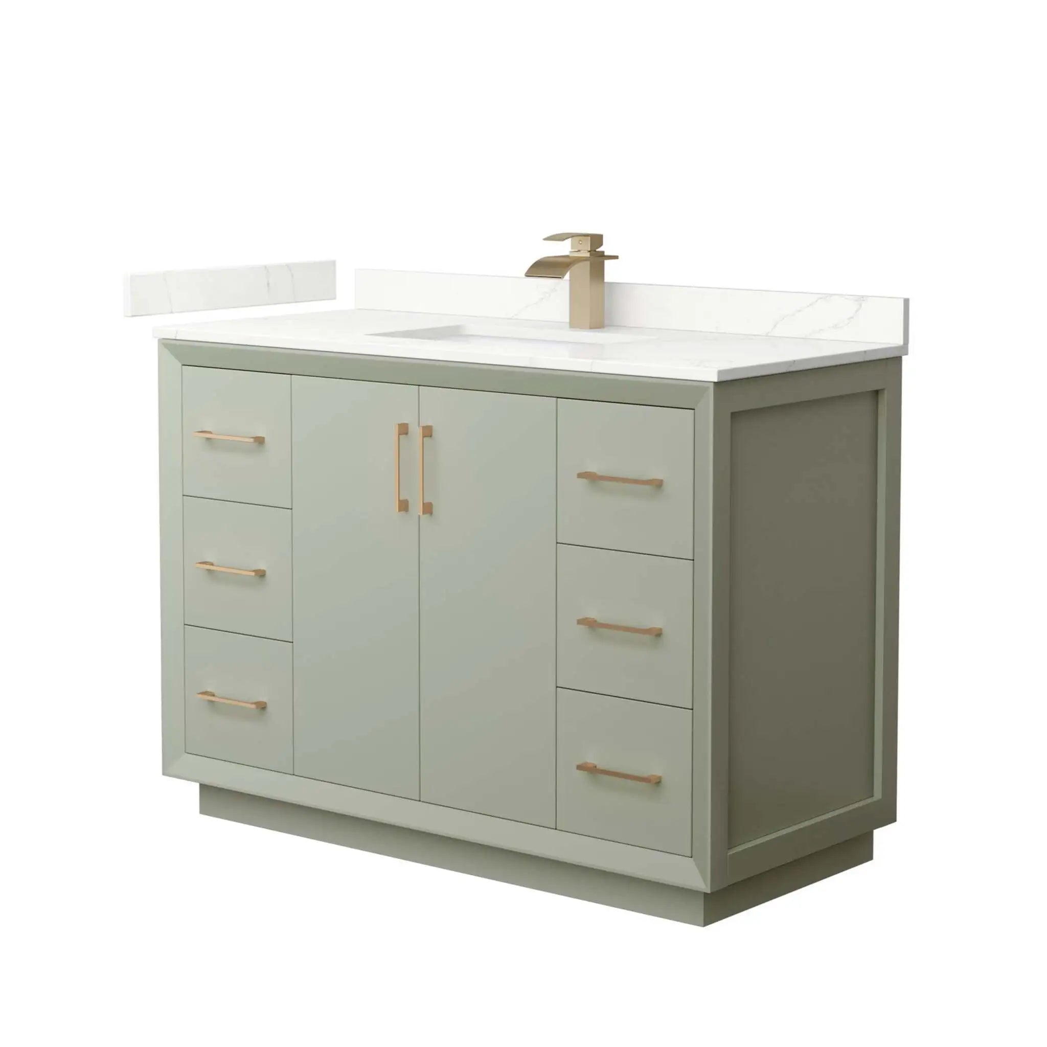 48" Strada Single Bathroom Vanity in Light Green with Satin Bronze Trim by Wyndham