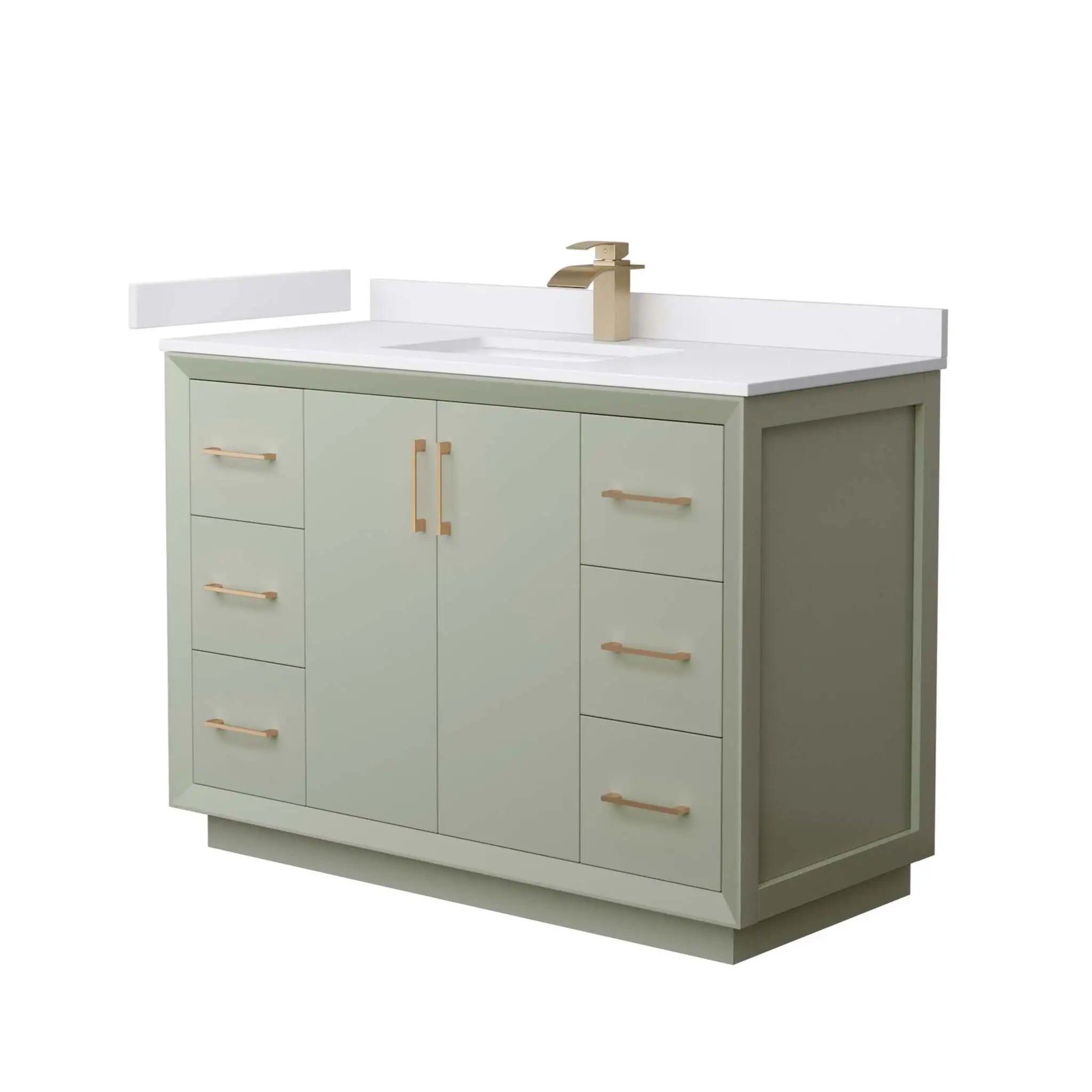 48" Strada Single Bathroom Vanity in Light Green with Satin Bronze Trim by Wyndham