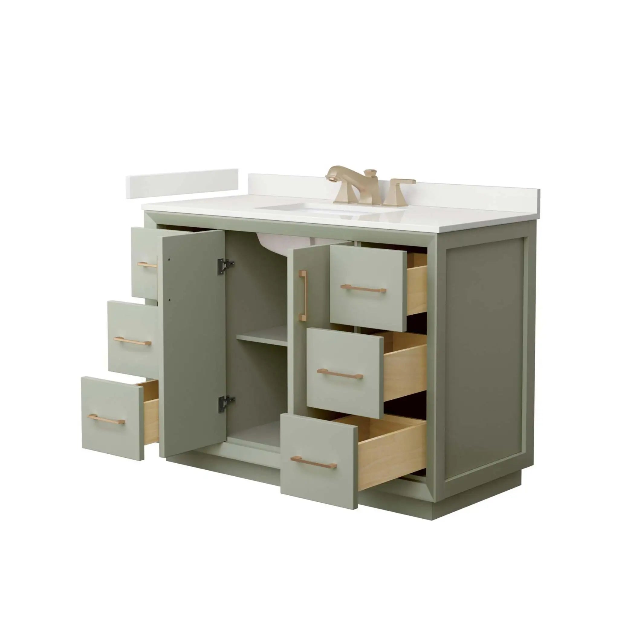 48" Strada Single Bathroom Vanity in Light Green with Satin Bronze Trim by Wyndham