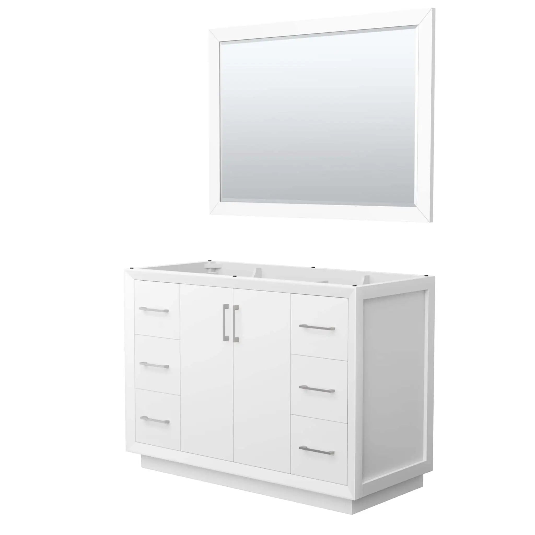 48" Strada Single Bathroom Vanity in White with Brushed Nickel Trim & 46" Mirror by Wyndham