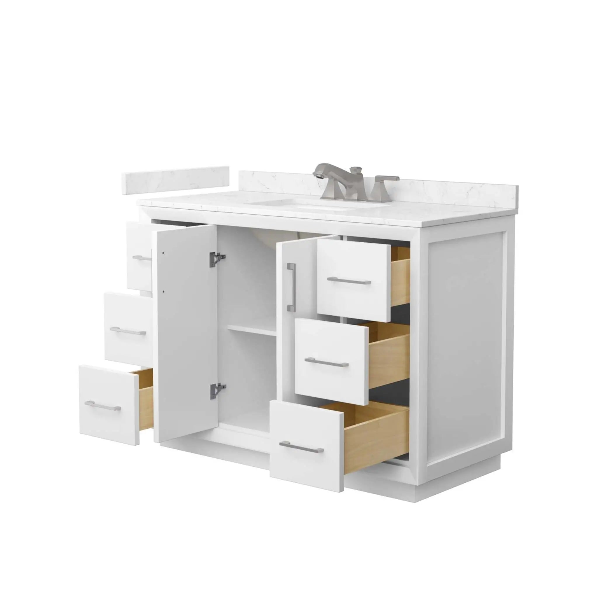 48" Strada Single Bathroom Vanity in White with Brushed Nickel Trim by Wyndham
