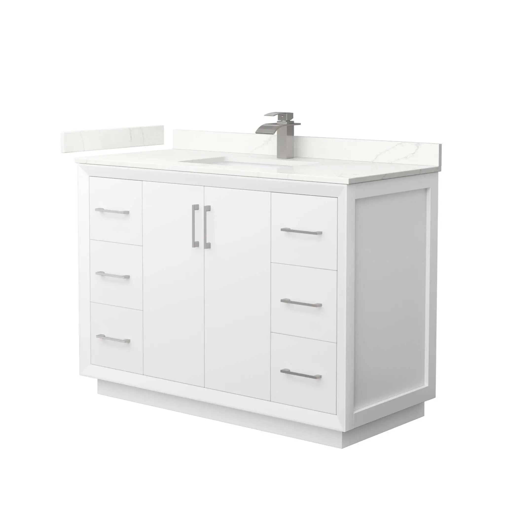48" Strada Single Bathroom Vanity in White with Brushed Nickel Trim by Wyndham