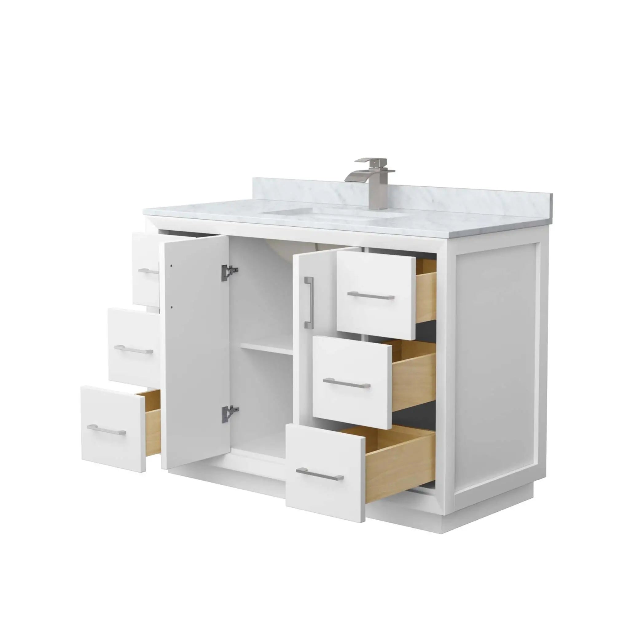 48" Strada Single Bathroom Vanity in White with Brushed Nickel Trim by Wyndham
