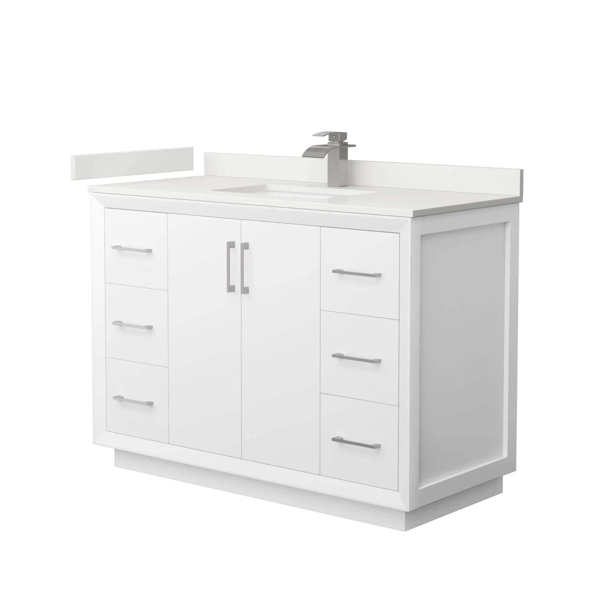 48" Strada Single Bathroom Vanity in White with Brushed Nickel Trim by Wyndham