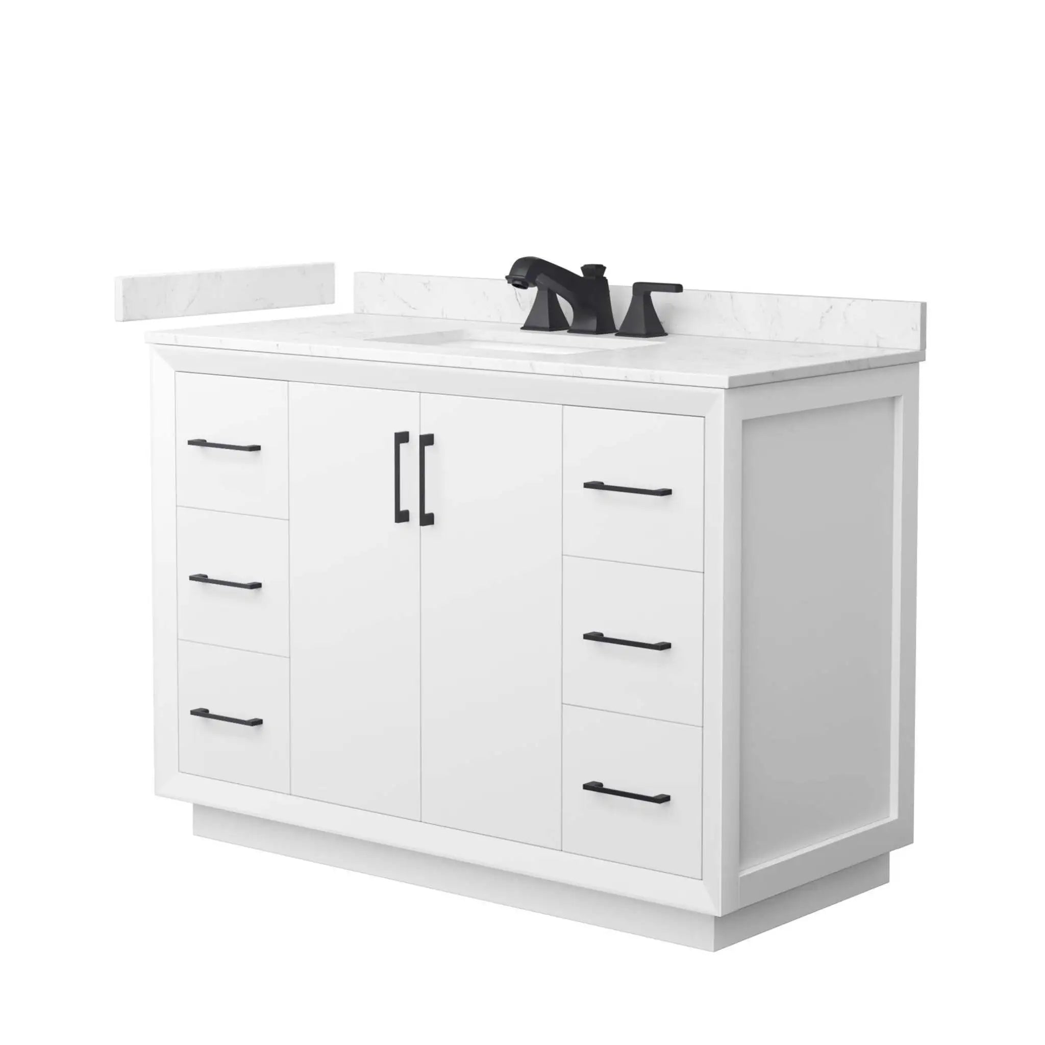 48" Strada Single Bathroom Vanity in White with Matte Black Trim by Wyndham
