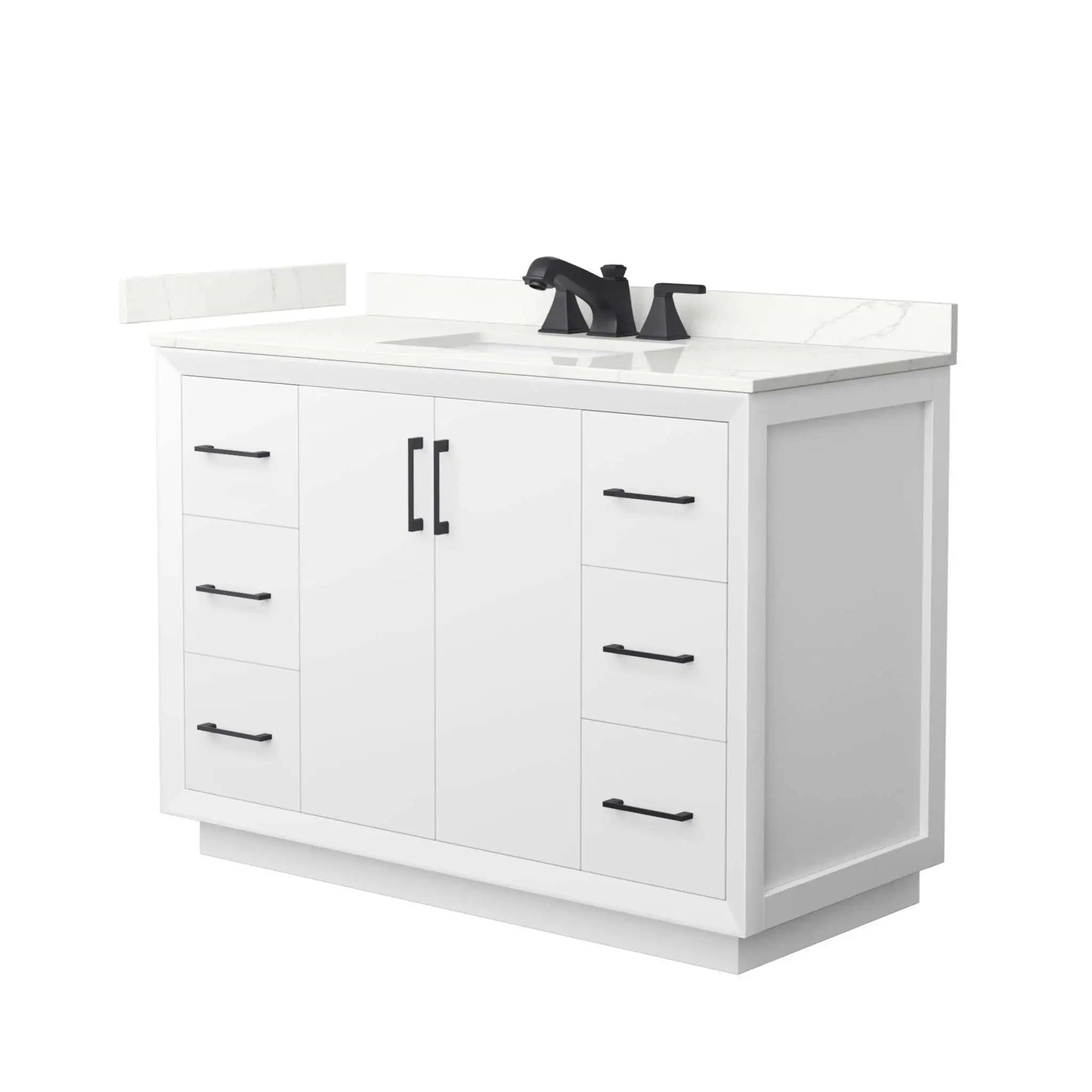 48" Strada Single Bathroom Vanity in White with Matte Black Trim by Wyndham