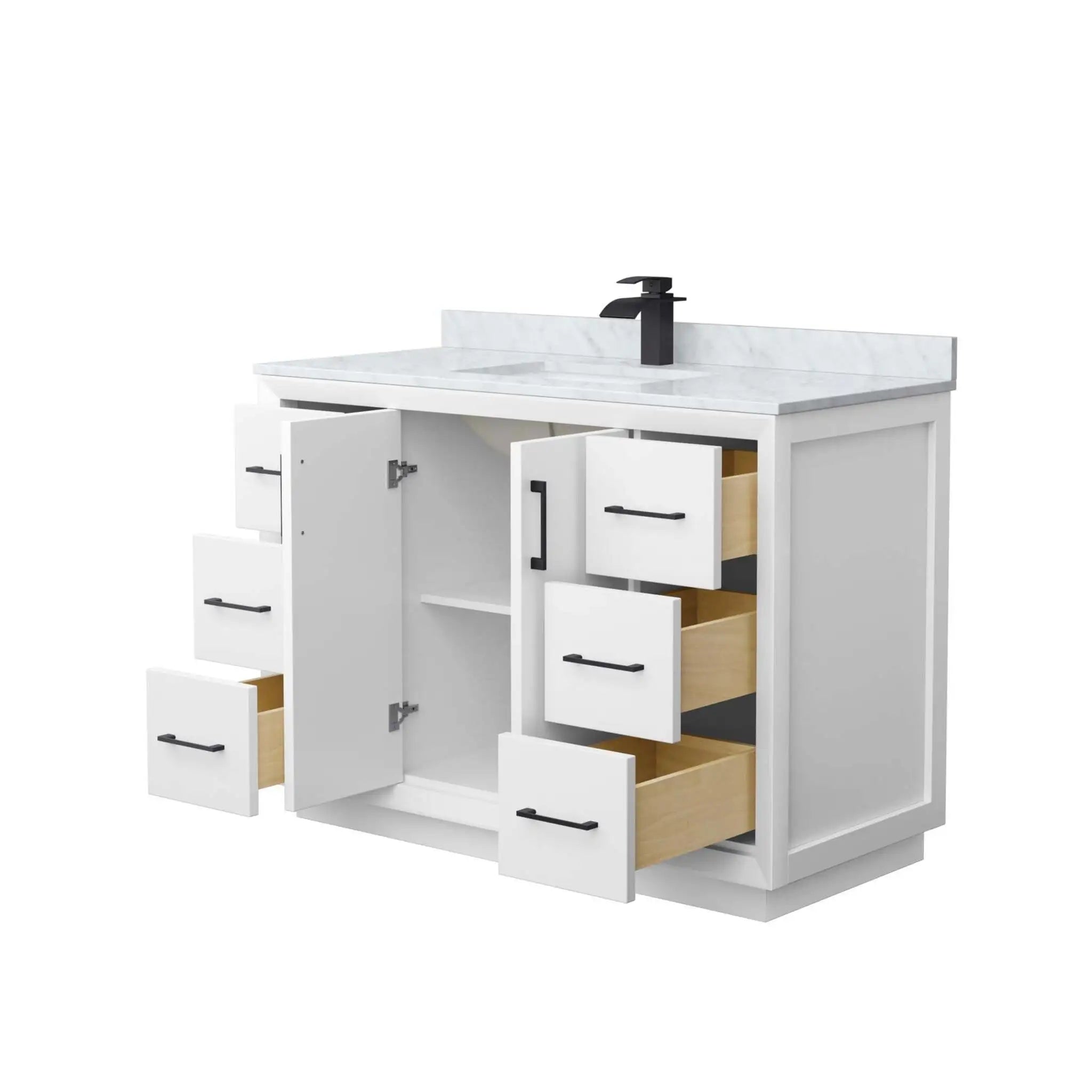 48" Strada Single Bathroom Vanity in White with Matte Black Trim by Wyndham
