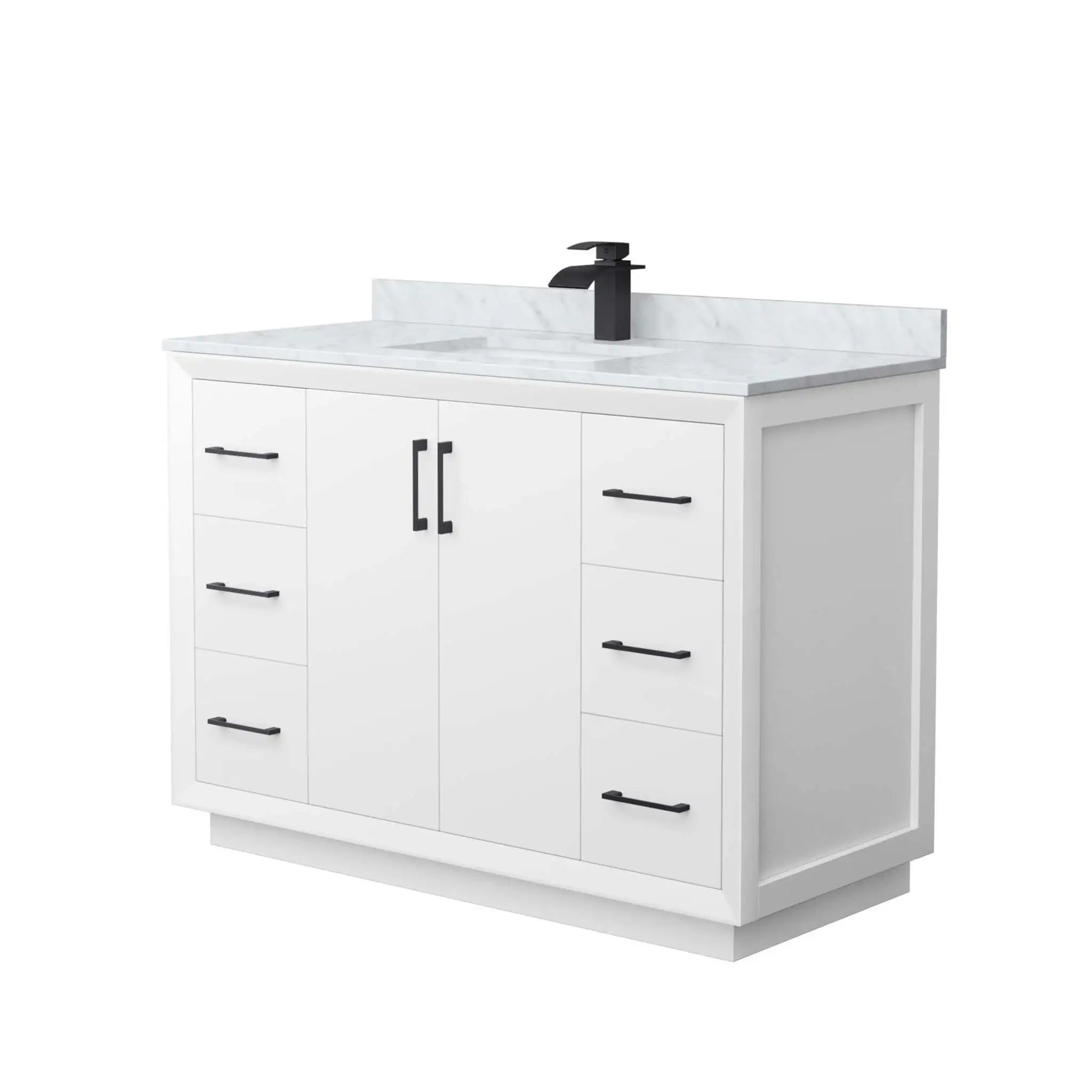 48" Strada Single Bathroom Vanity in White with Matte Black Trim by Wyndham