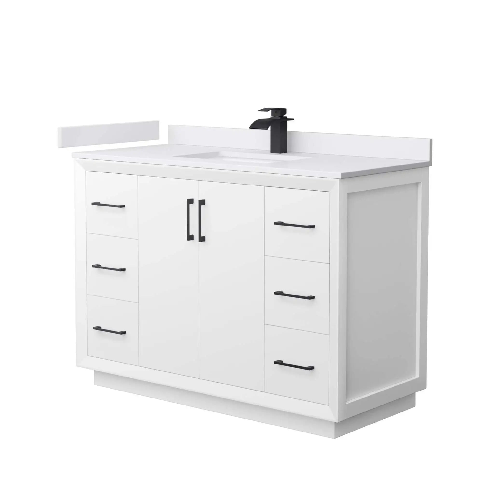 48" Strada Single Bathroom Vanity in White with Matte Black Trim by Wyndham