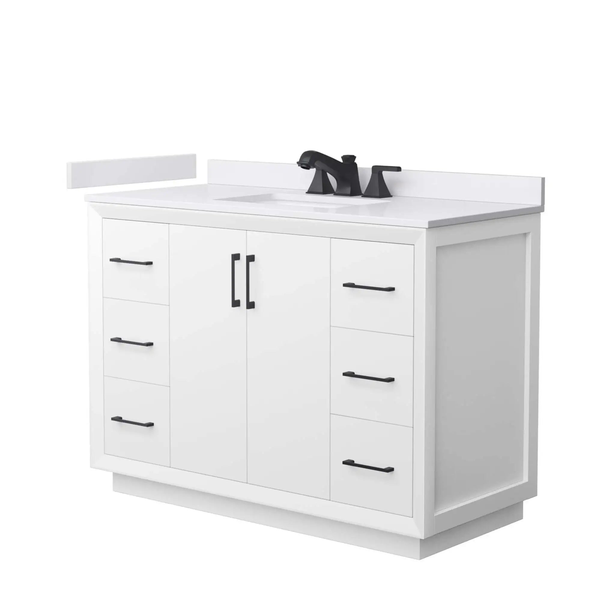 48" Strada Single Bathroom Vanity in White with Matte Black Trim by Wyndham