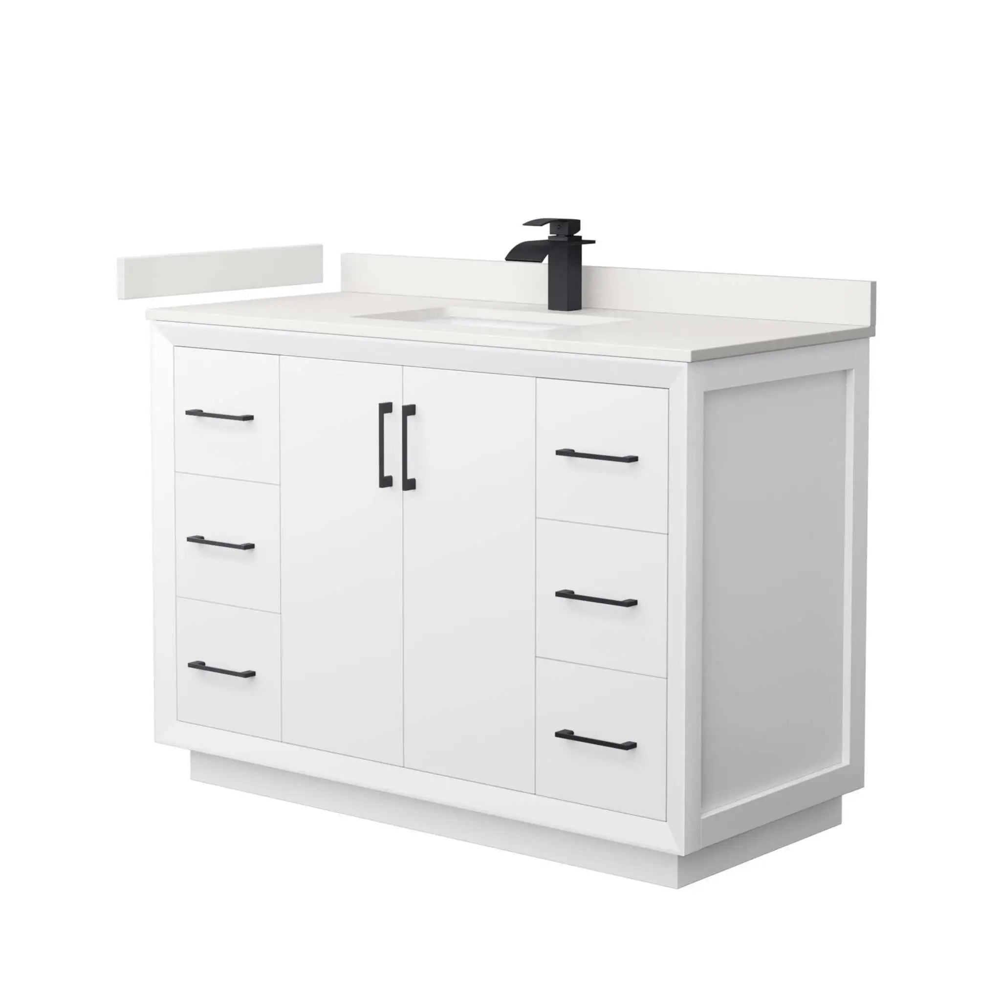 48" Strada Single Bathroom Vanity in White with Matte Black Trim by Wyndham