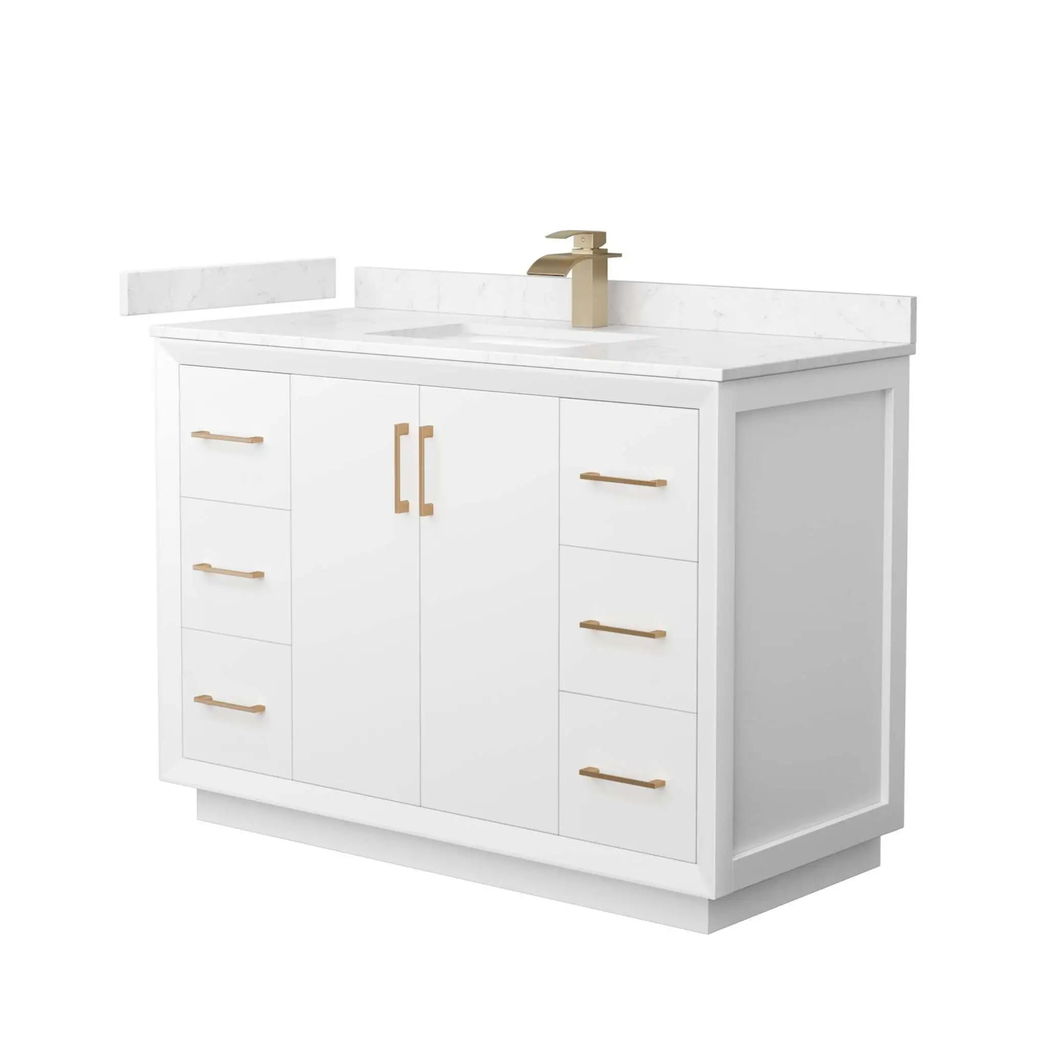 48" Strada Single Bathroom Vanity in White with Satin Bronze Trim by Wyndham