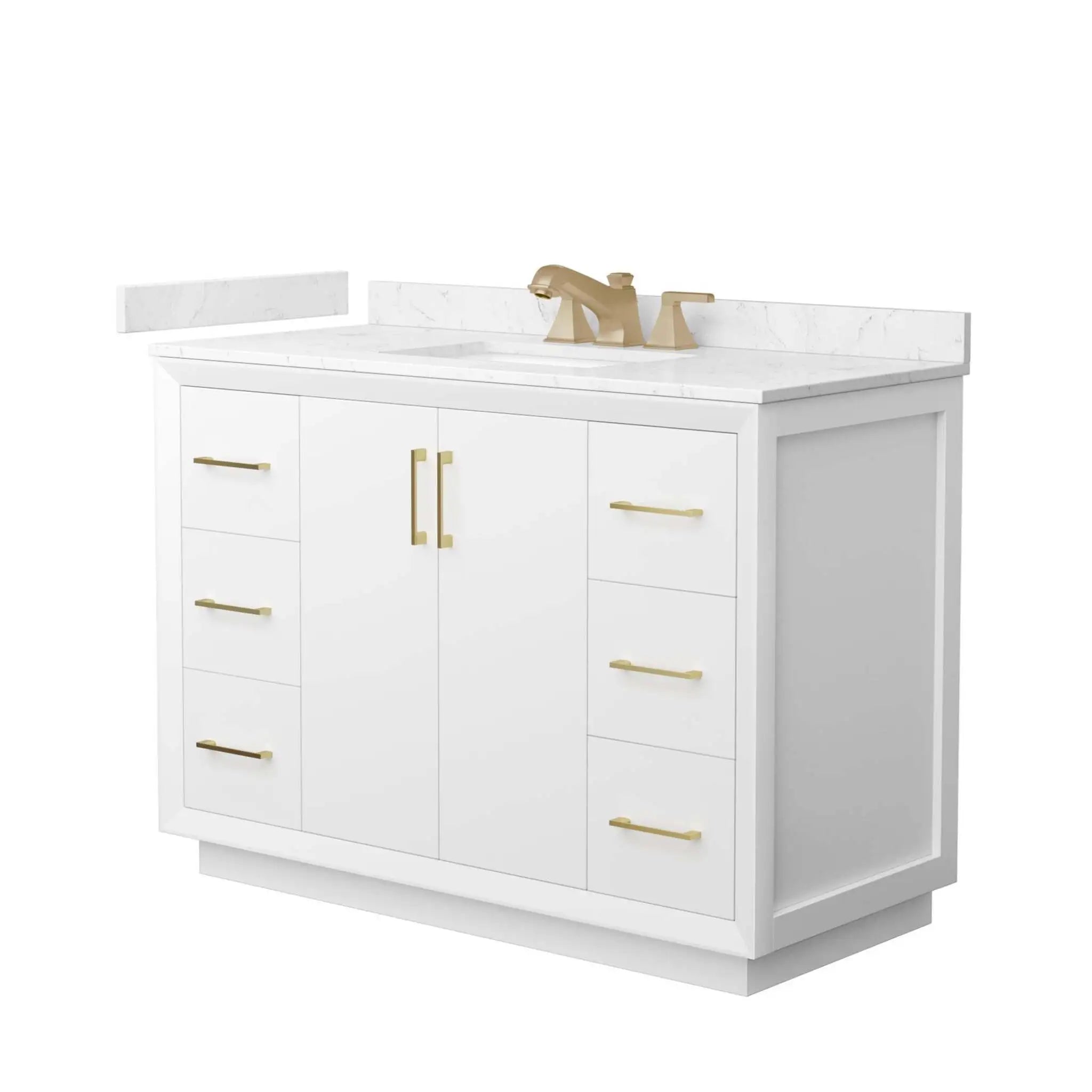 48" Strada Single Bathroom Vanity in White with Satin Bronze Trim by Wyndham