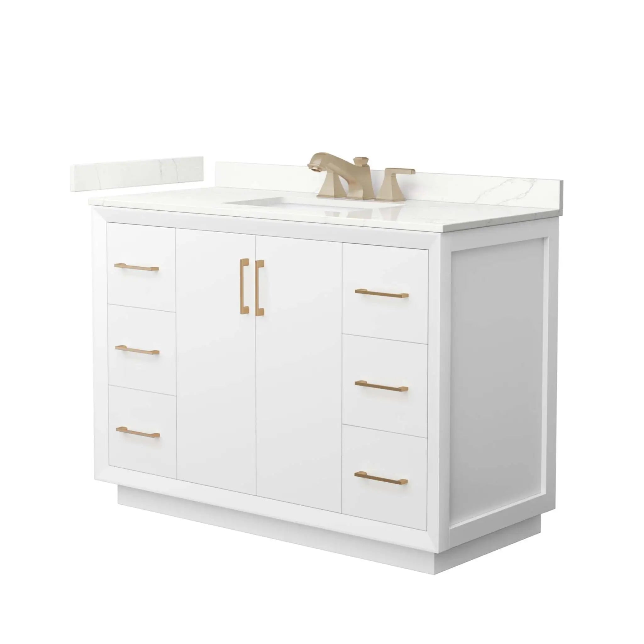 48" Strada Single Bathroom Vanity in White with Satin Bronze Trim by Wyndham