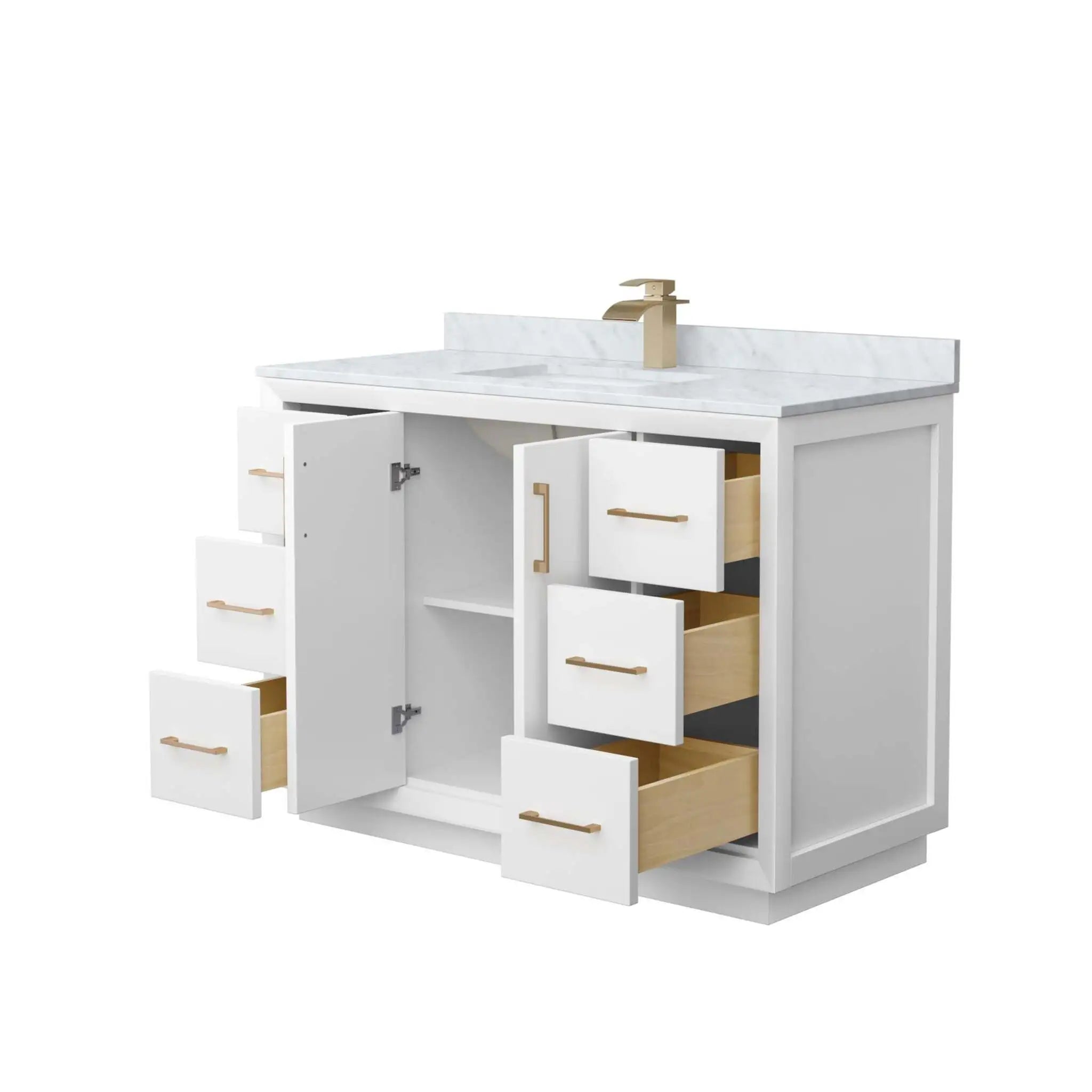 48" Strada Single Bathroom Vanity in White with Satin Bronze Trim by Wyndham