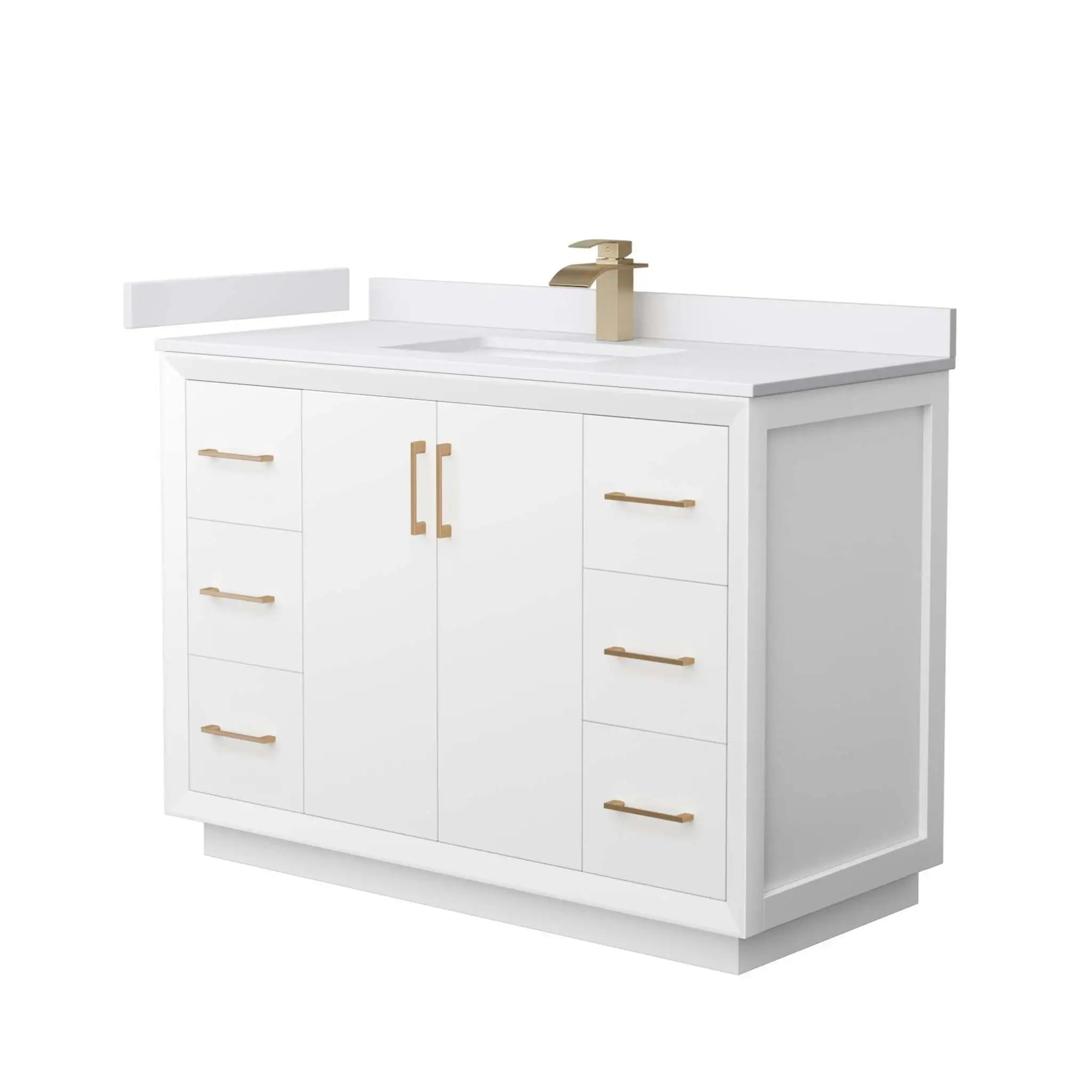 48" Strada Single Bathroom Vanity in White with Satin Bronze Trim by Wyndham