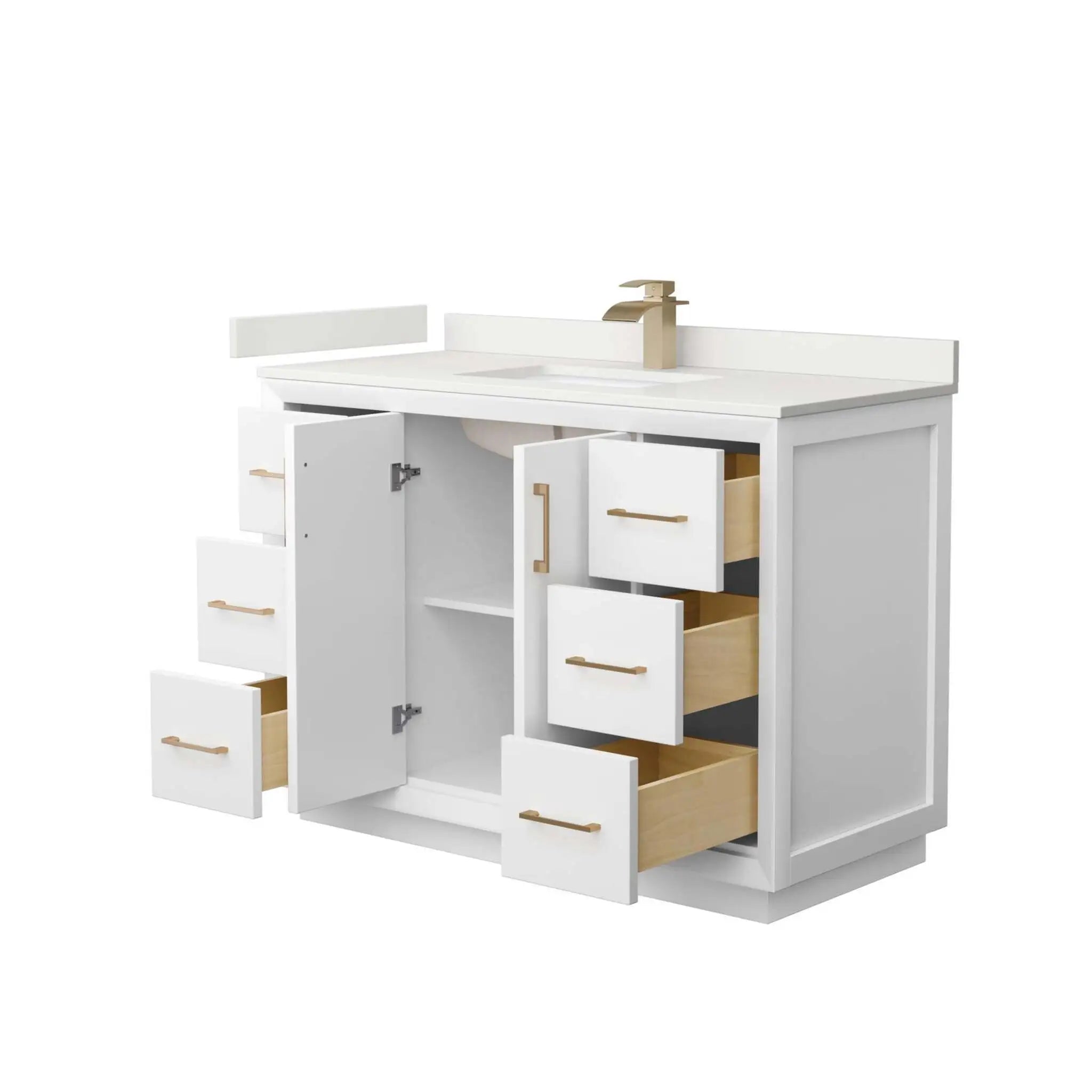 48" Strada Single Bathroom Vanity in White with Satin Bronze Trim by Wyndham