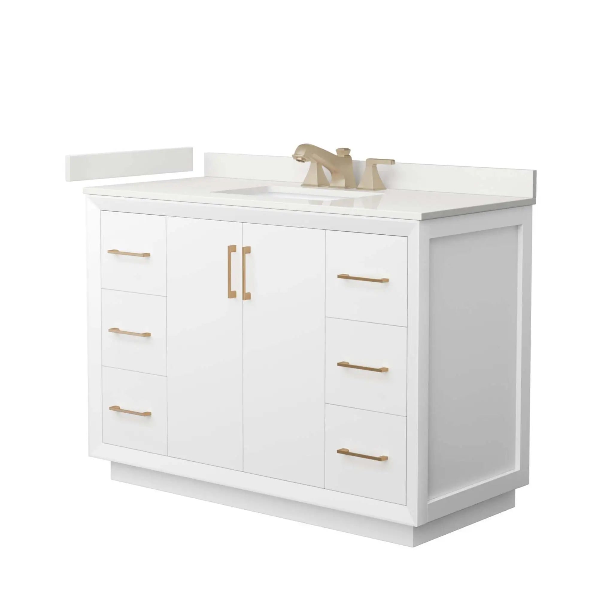48" Strada Single Bathroom Vanity in White with Satin Bronze Trim by Wyndham