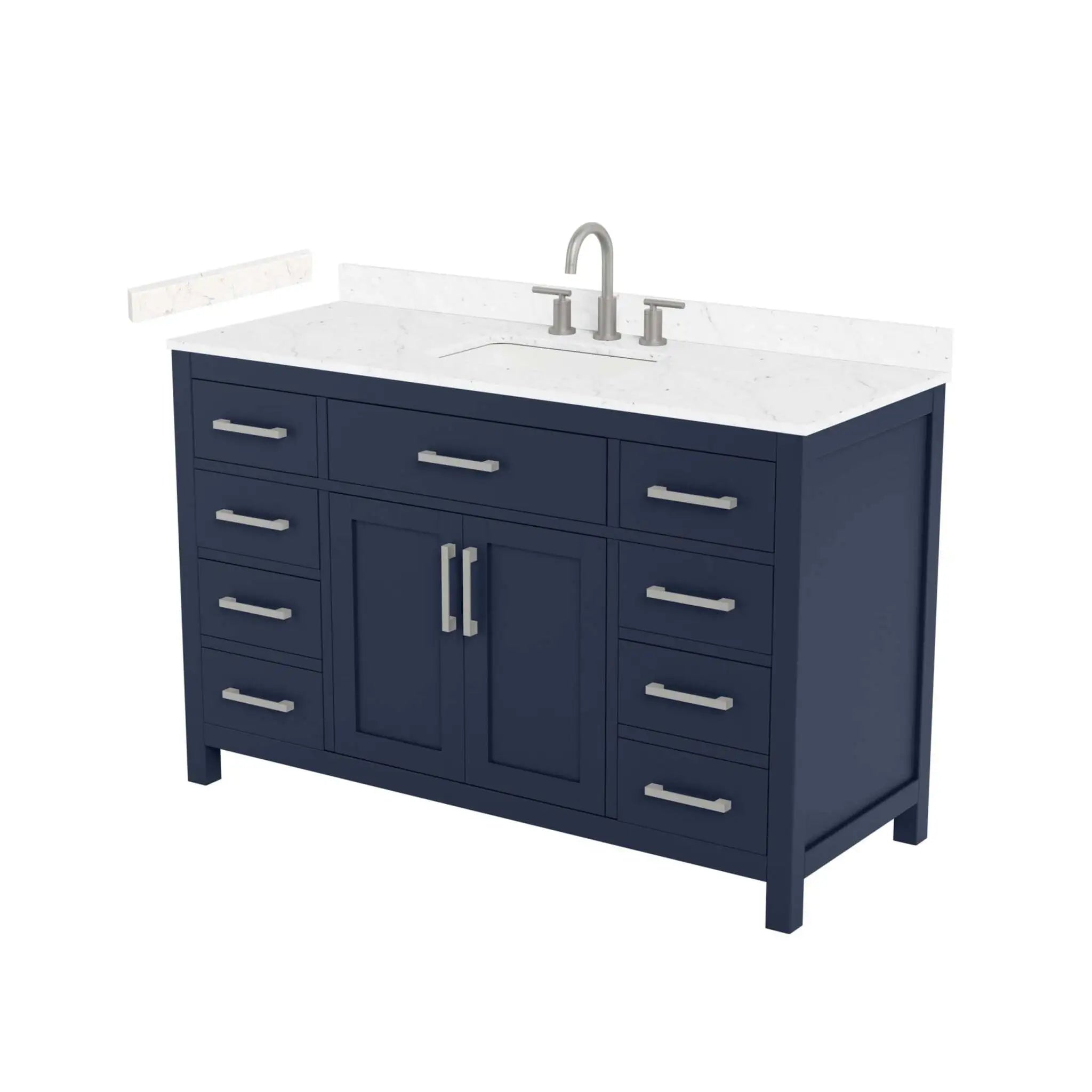 54" Beckett Single Bathroom Vanity in Dark Blue with Brushed Nickel Trim by Wyndham