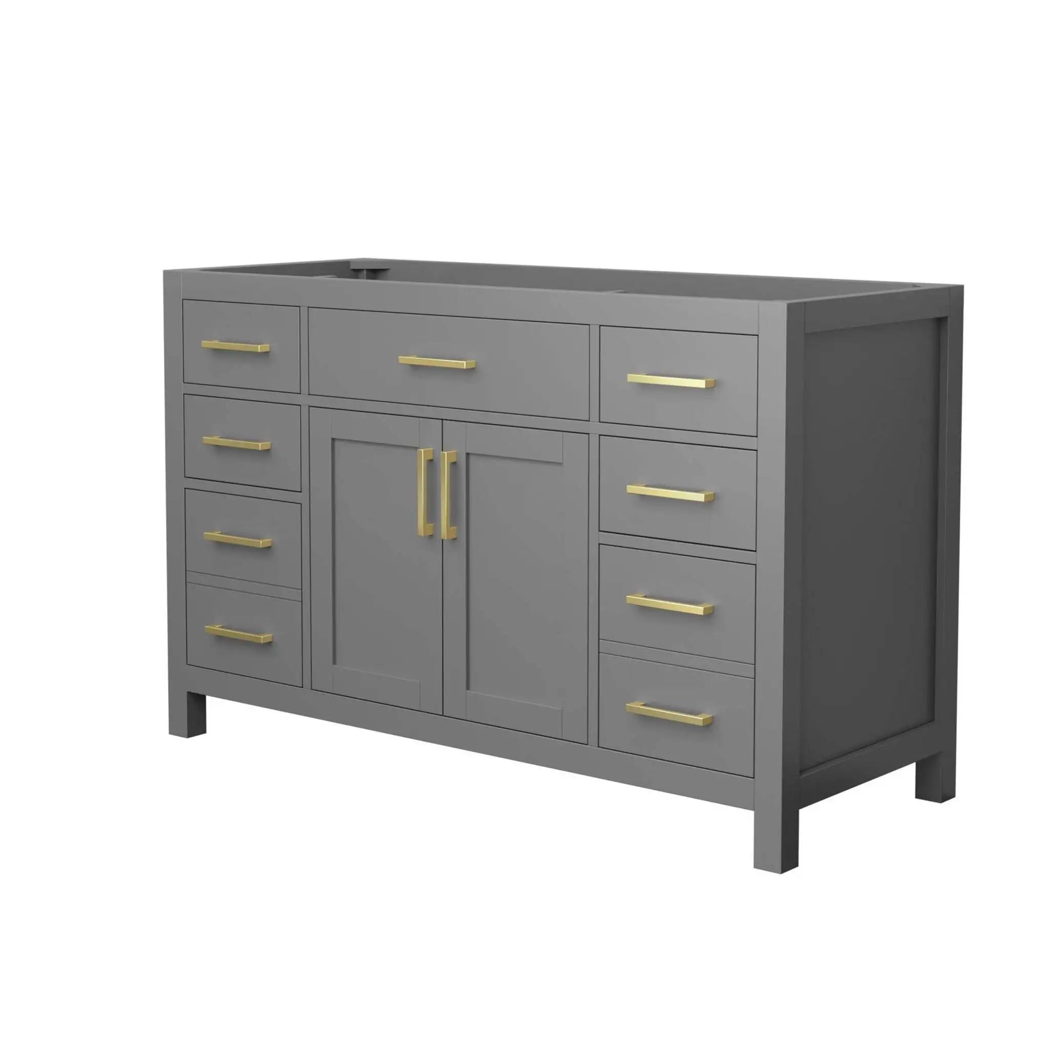 54" Beckett Single Bathroom Vanity in Dark Gray with Brushed Gold Trim by Wyndham