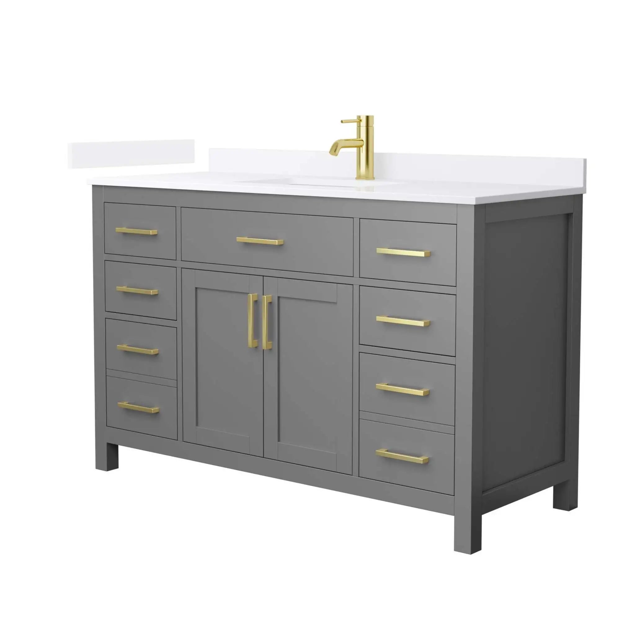 54" Beckett Single Bathroom Vanity in Dark Gray with Brushed Gold Trim by Wyndham