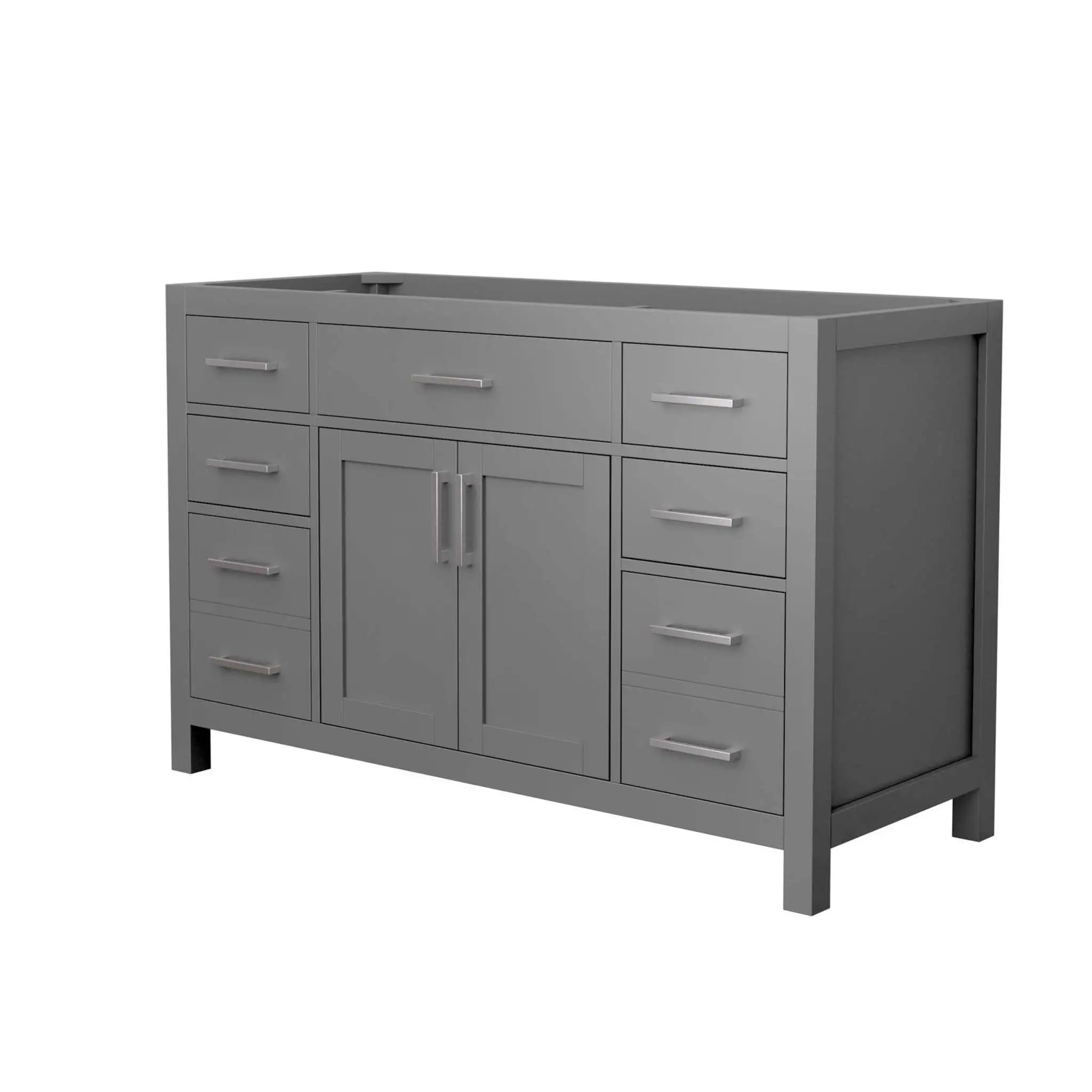 54" Beckett Single Bathroom Vanity in Dark Gray with Brushed Nickel Trim by Wyndham