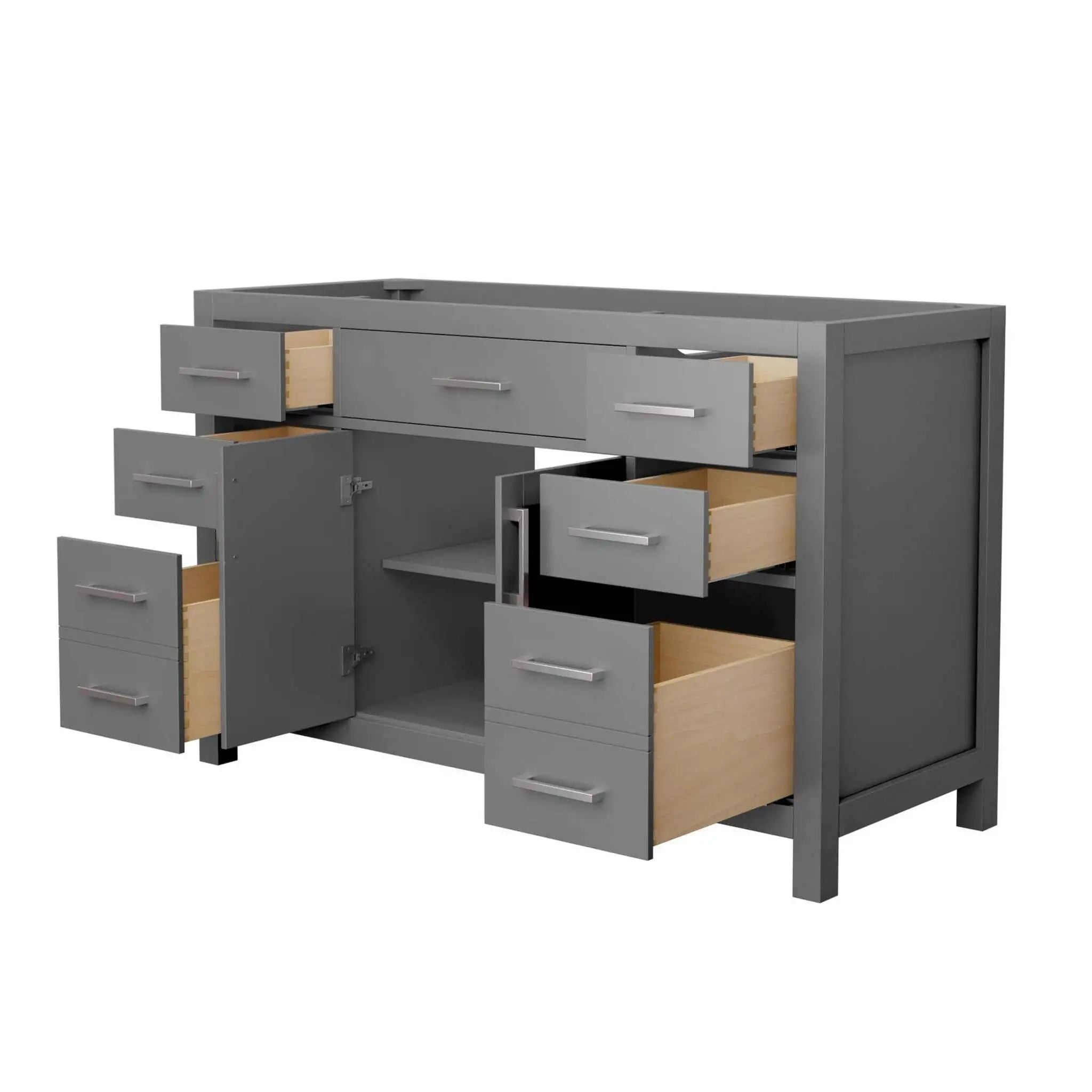 54" Beckett Single Bathroom Vanity in Dark Gray with Brushed Nickel Trim by Wyndham