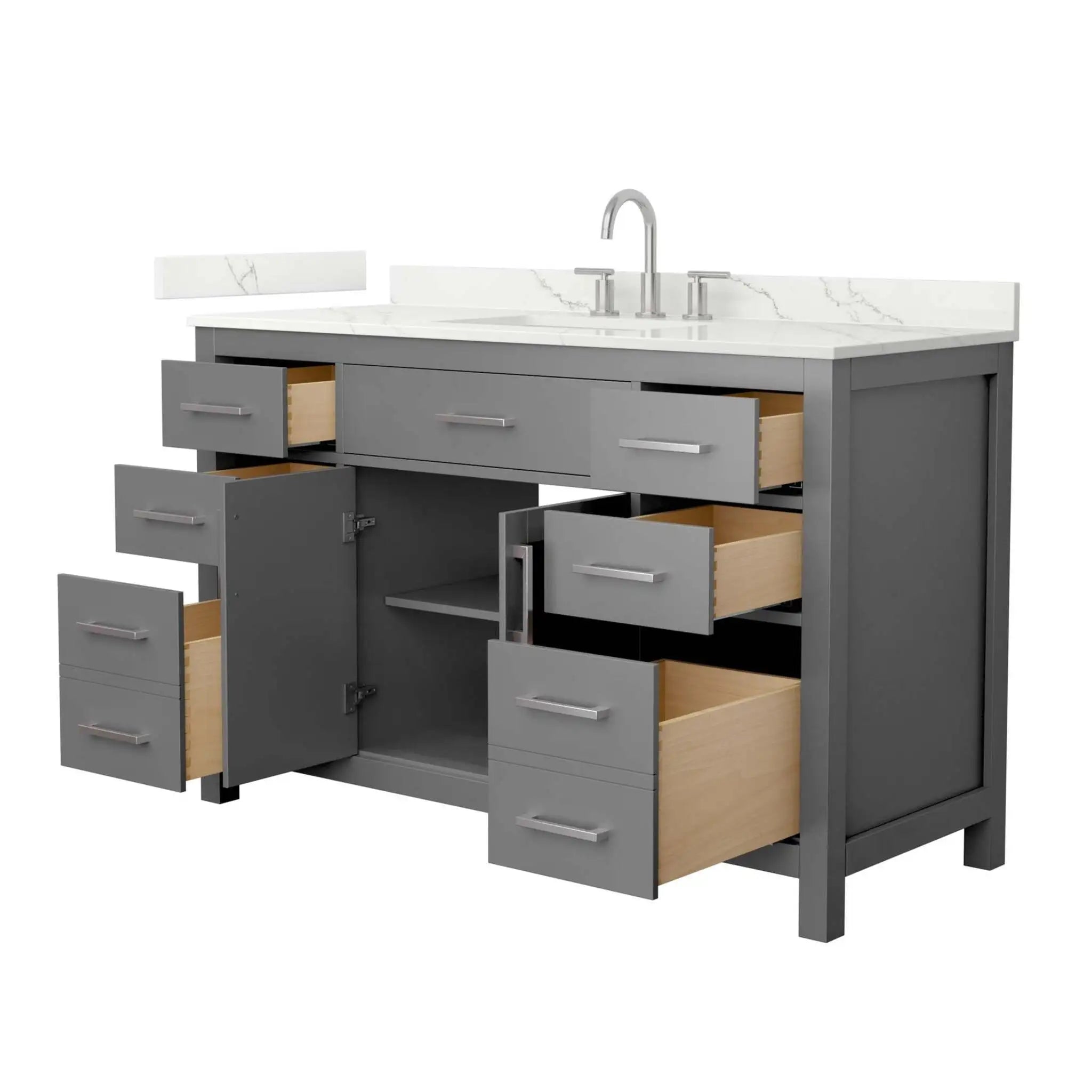 54" Beckett Single Bathroom Vanity in Dark Gray with Brushed Nickel Trim by Wyndham