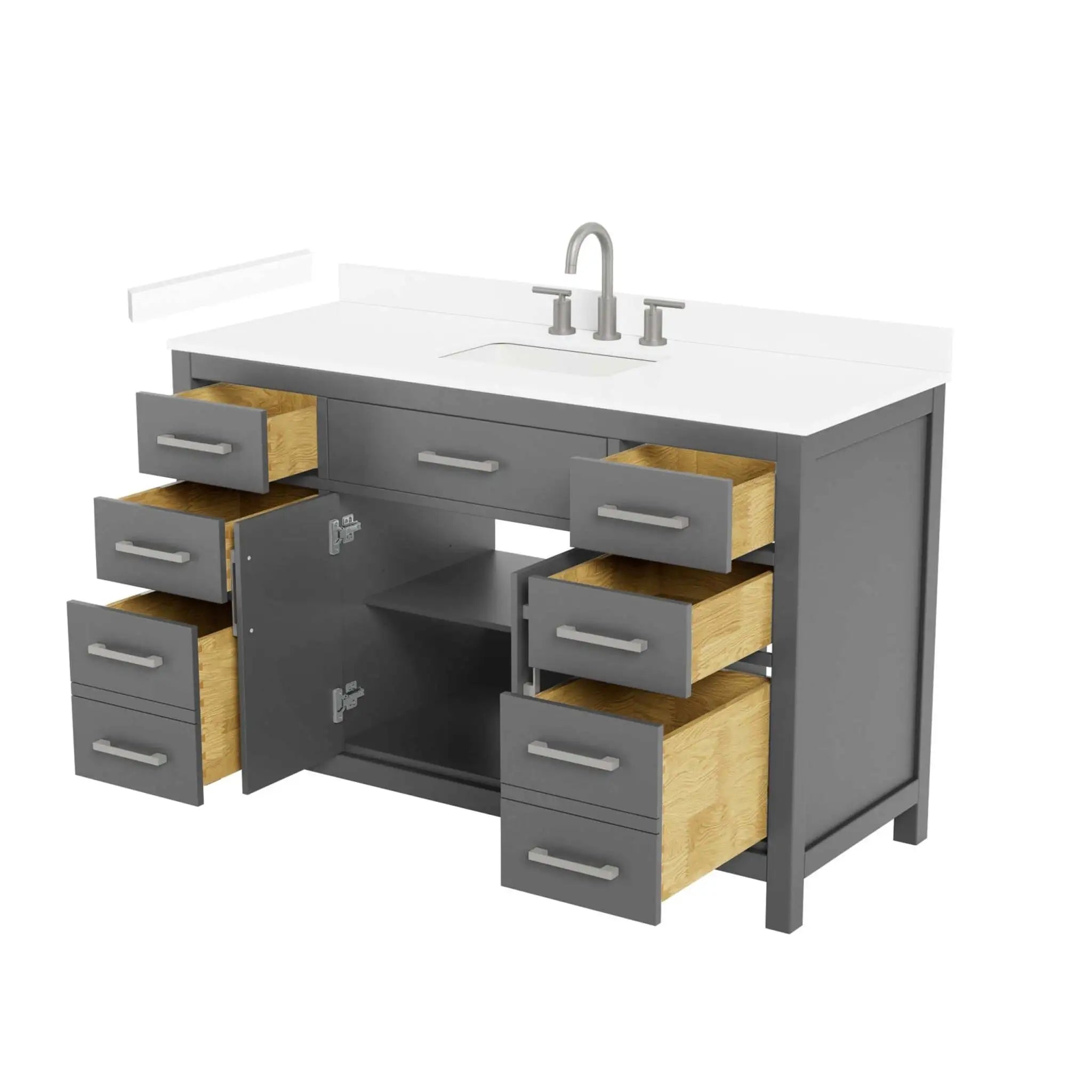 54" Beckett Single Bathroom Vanity in Dark Gray with Brushed Nickel Trim by Wyndham