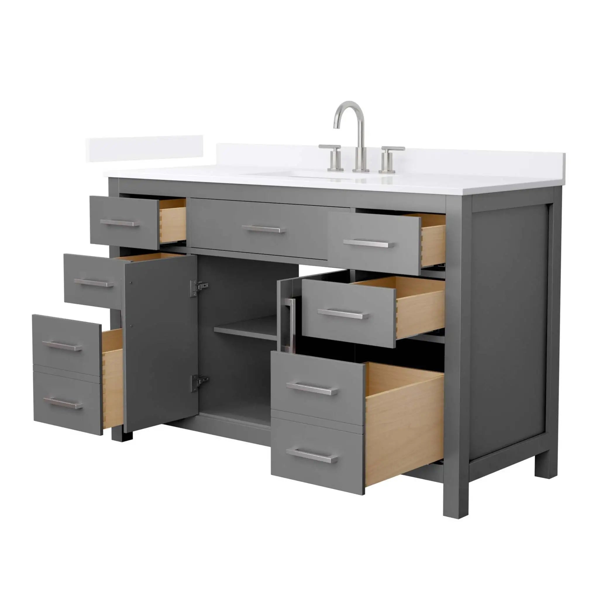 54" Beckett Single Bathroom Vanity in Dark Gray with Brushed Nickel Trim by Wyndham