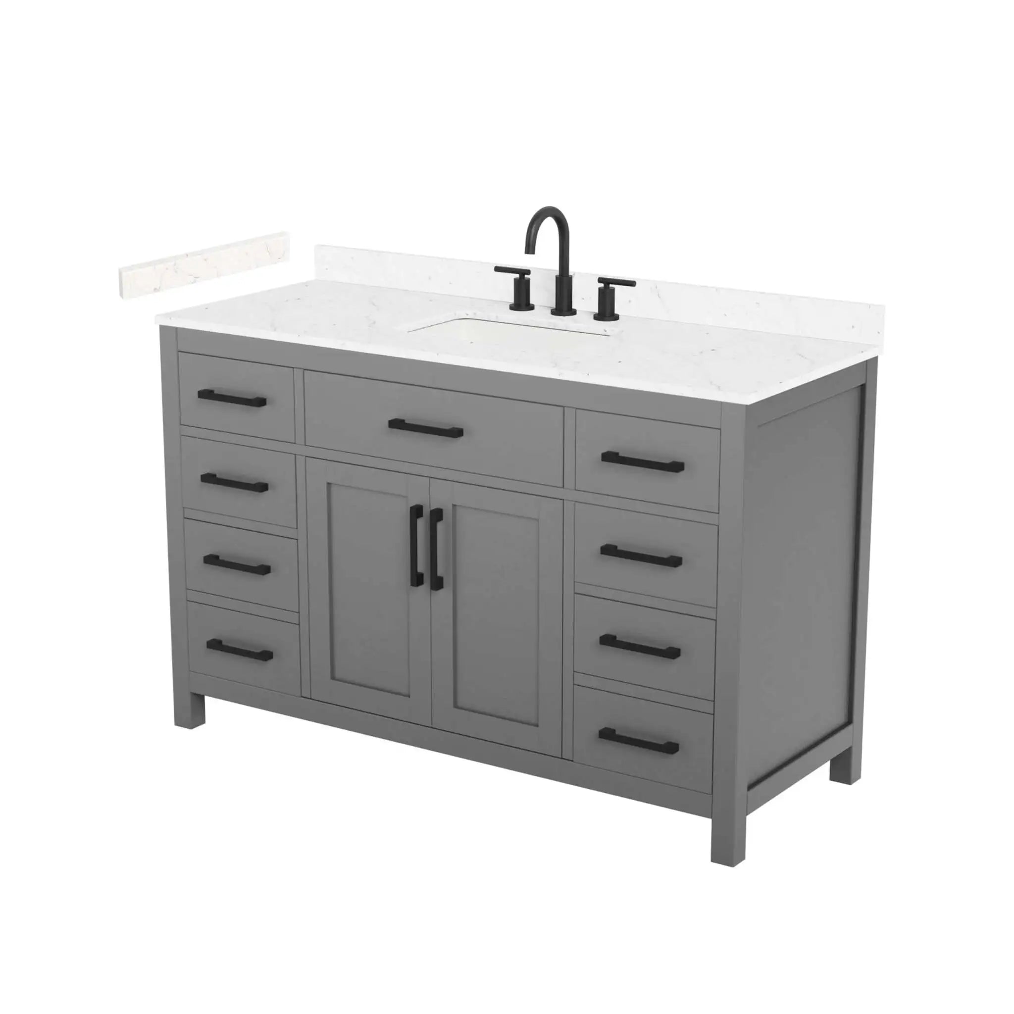 54" Beckett Single Bathroom Vanity in Dark Gray with Matte Black Trim by Wyndham