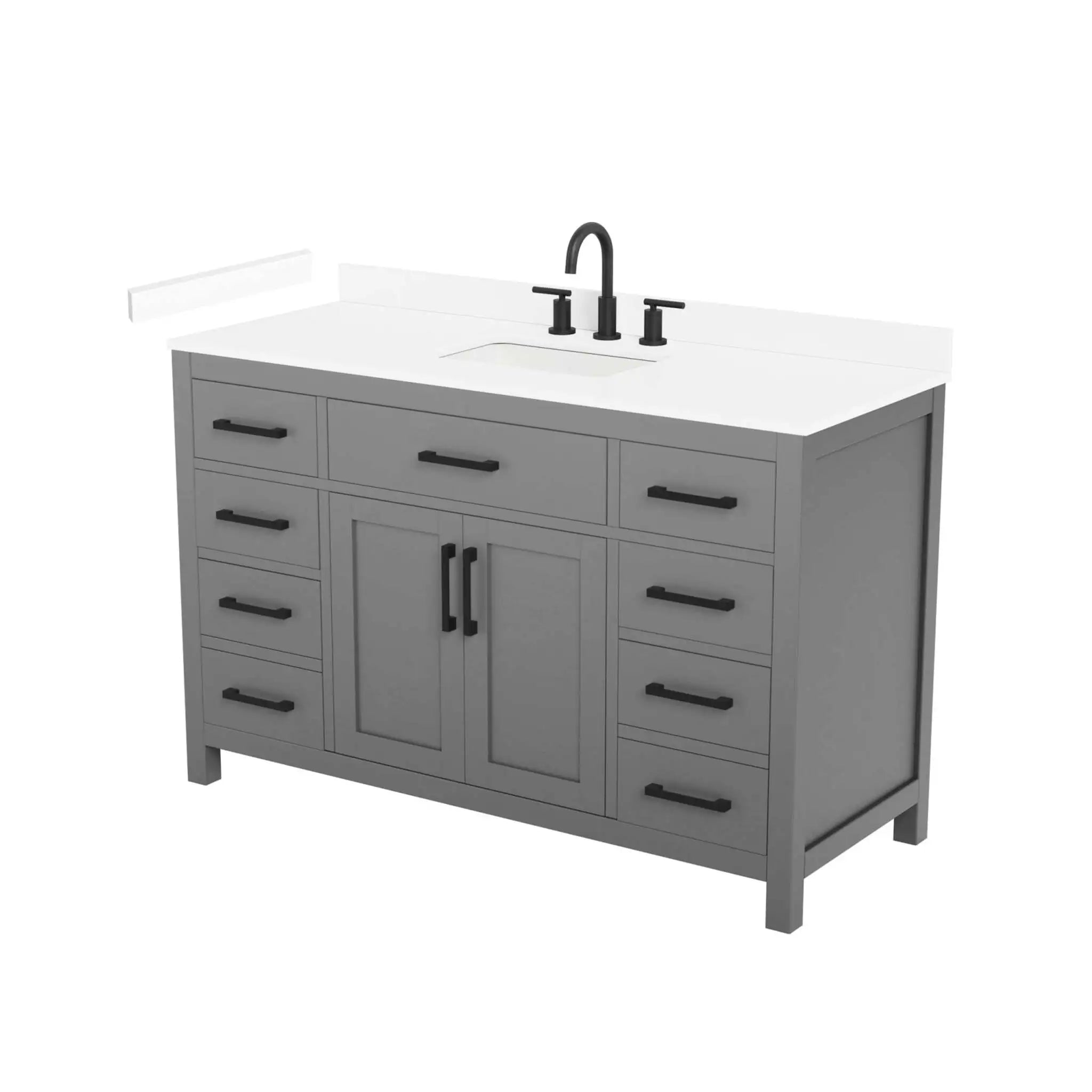 54" Beckett Single Bathroom Vanity in Dark Gray with Matte Black Trim by Wyndham