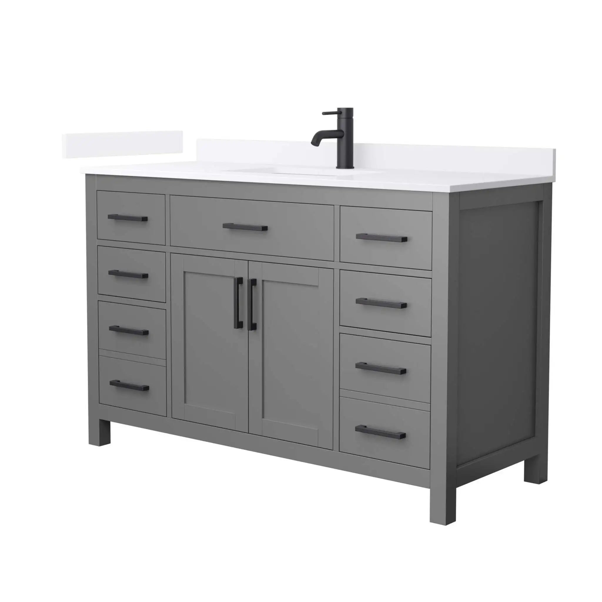 54" Beckett Single Bathroom Vanity in Dark Gray with Matte Black Trim by Wyndham