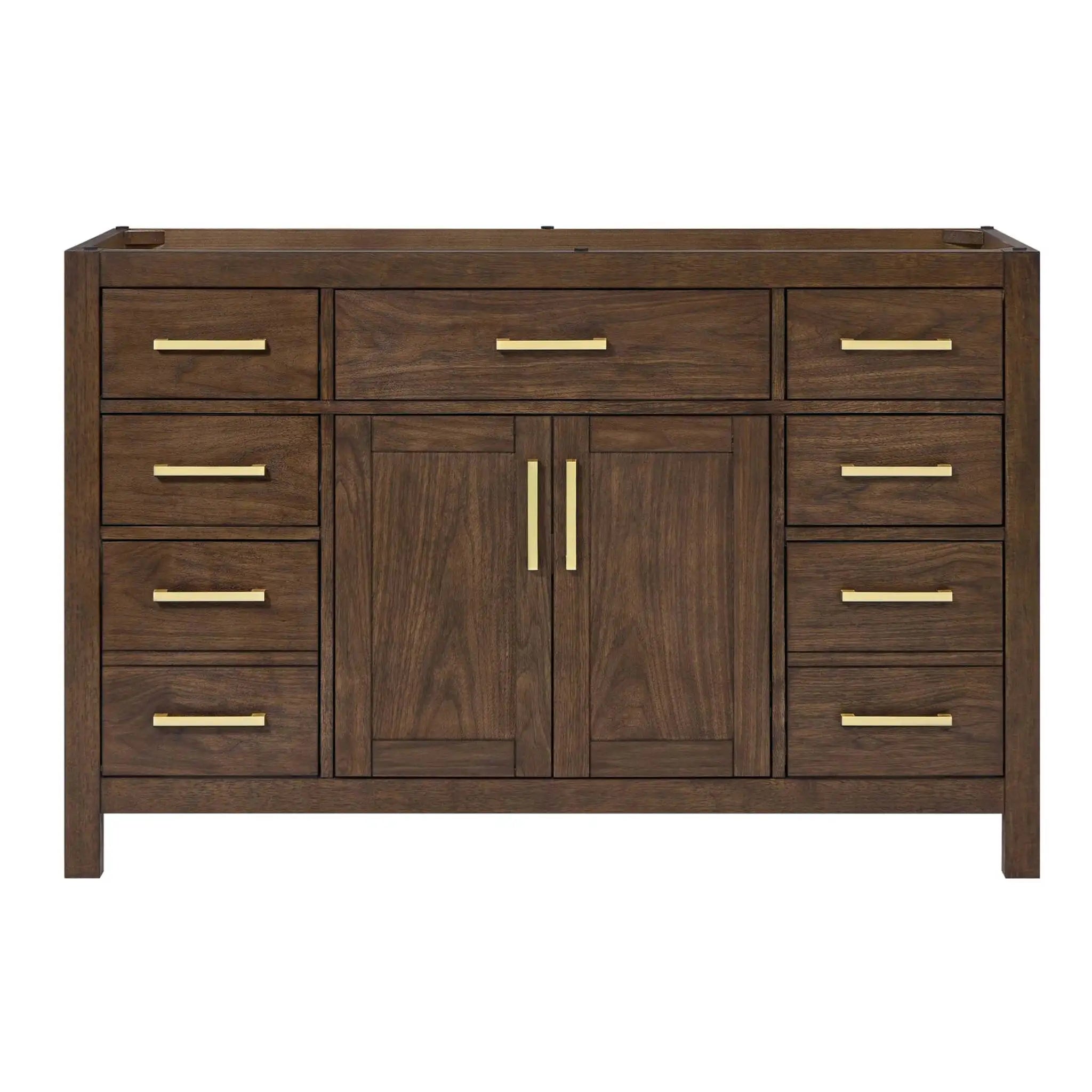 54" Beckett Single Bathroom Vanity in Dark Walnut with Brushed Gold Trim by Wyndham