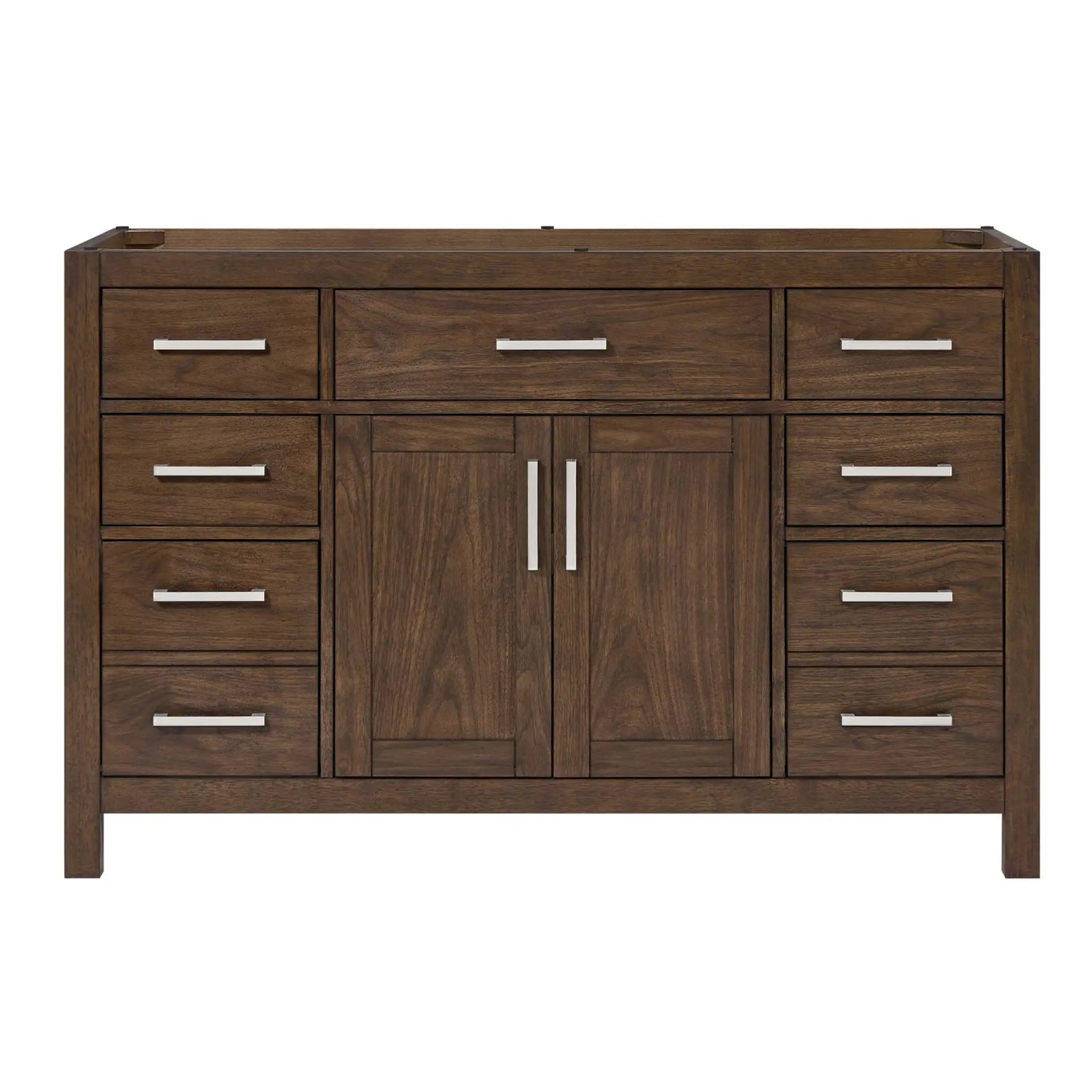 54" Beckett Single Bathroom Vanity in Dark Walnut with Brushed Nickel Trim by Wyndham