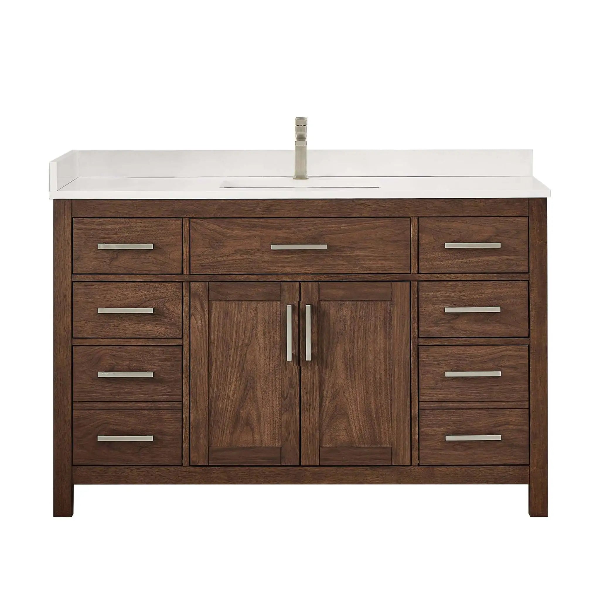 54" Beckett Single Bathroom Vanity in Dark Walnut with Brushed Nickel Trim by Wyndham