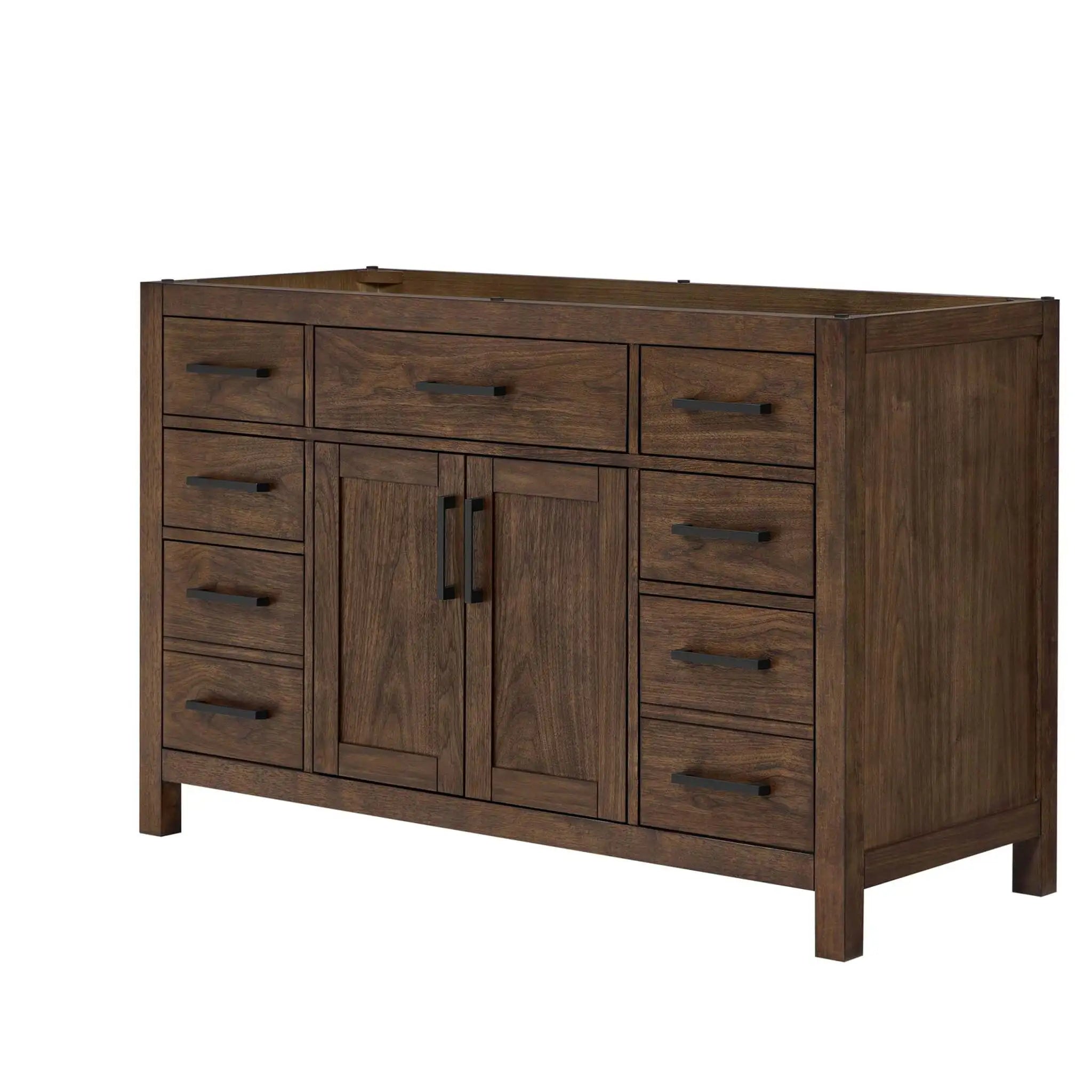 54" Beckett Single Bathroom Vanity in Dark Walnut with Matte Black Trim by Wyndham