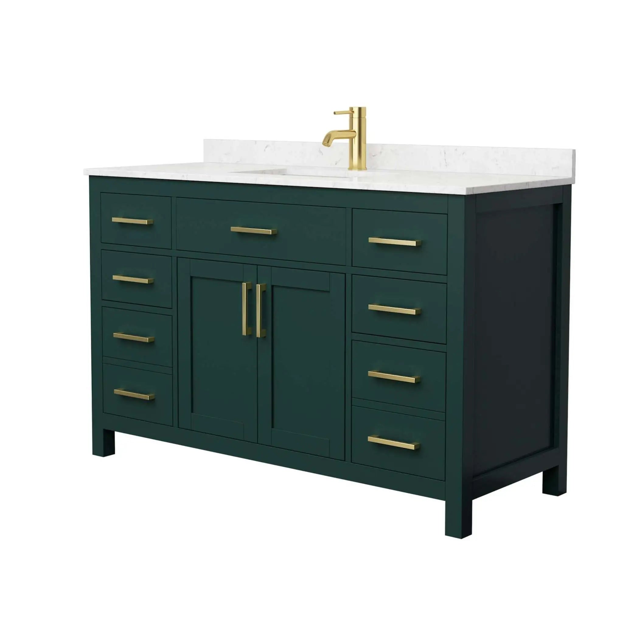 54" Beckett Single Bathroom Vanity in Green with Brushed Gold Trim by Wyndham