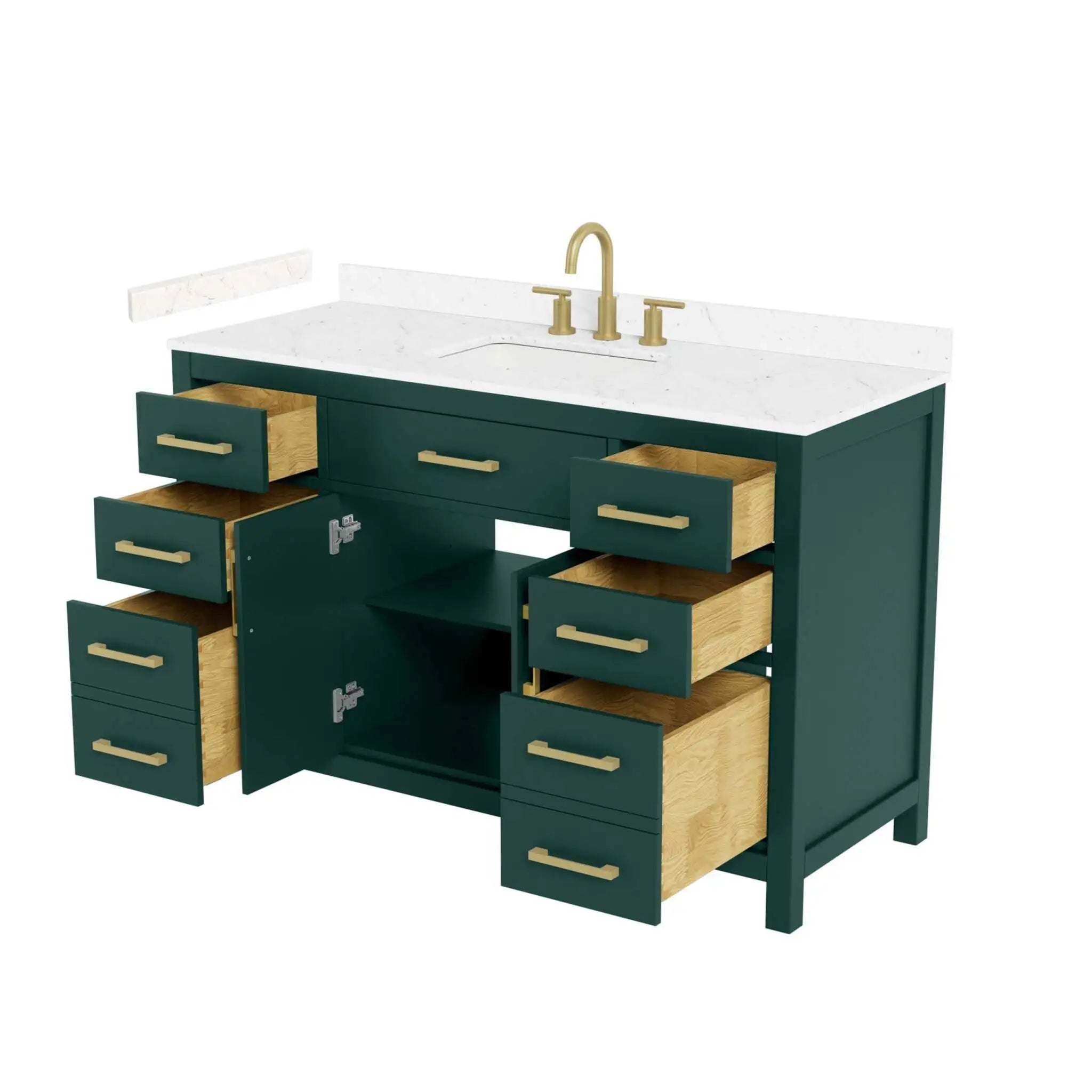 54" Beckett Single Bathroom Vanity in Green with Brushed Gold Trim by Wyndham