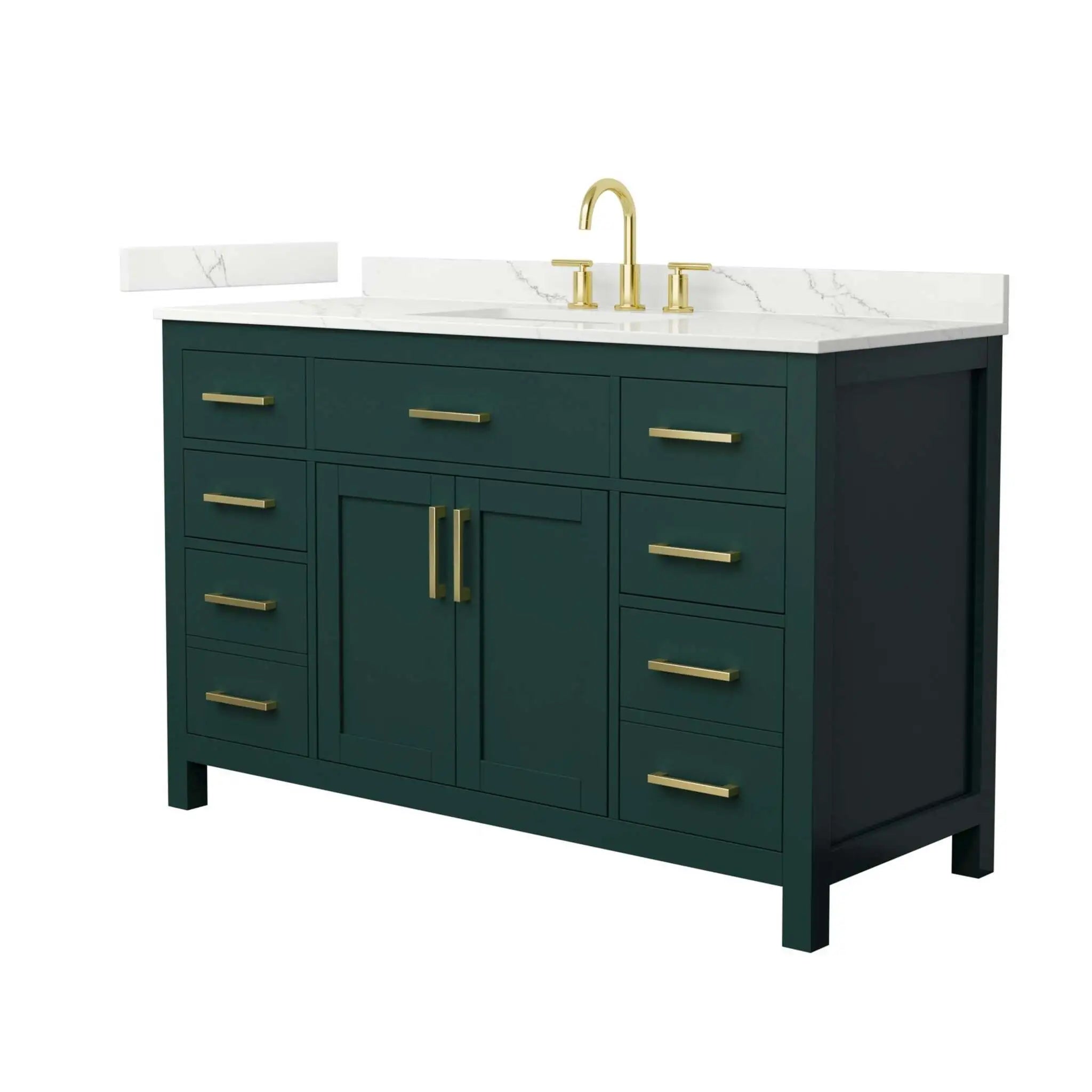54" Beckett Single Bathroom Vanity in Green with Brushed Gold Trim by Wyndham