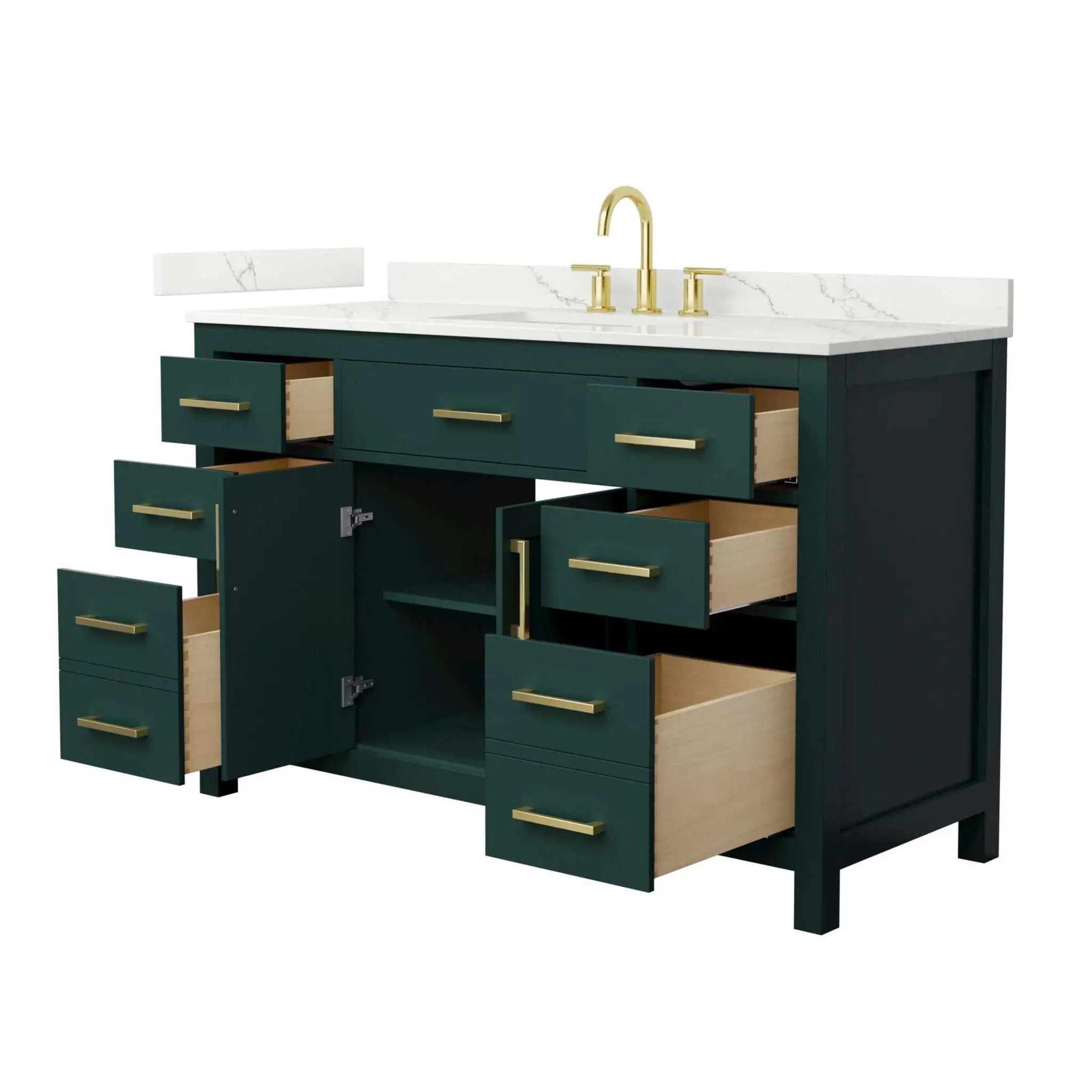 54" Beckett Single Bathroom Vanity in Green with Brushed Gold Trim by Wyndham