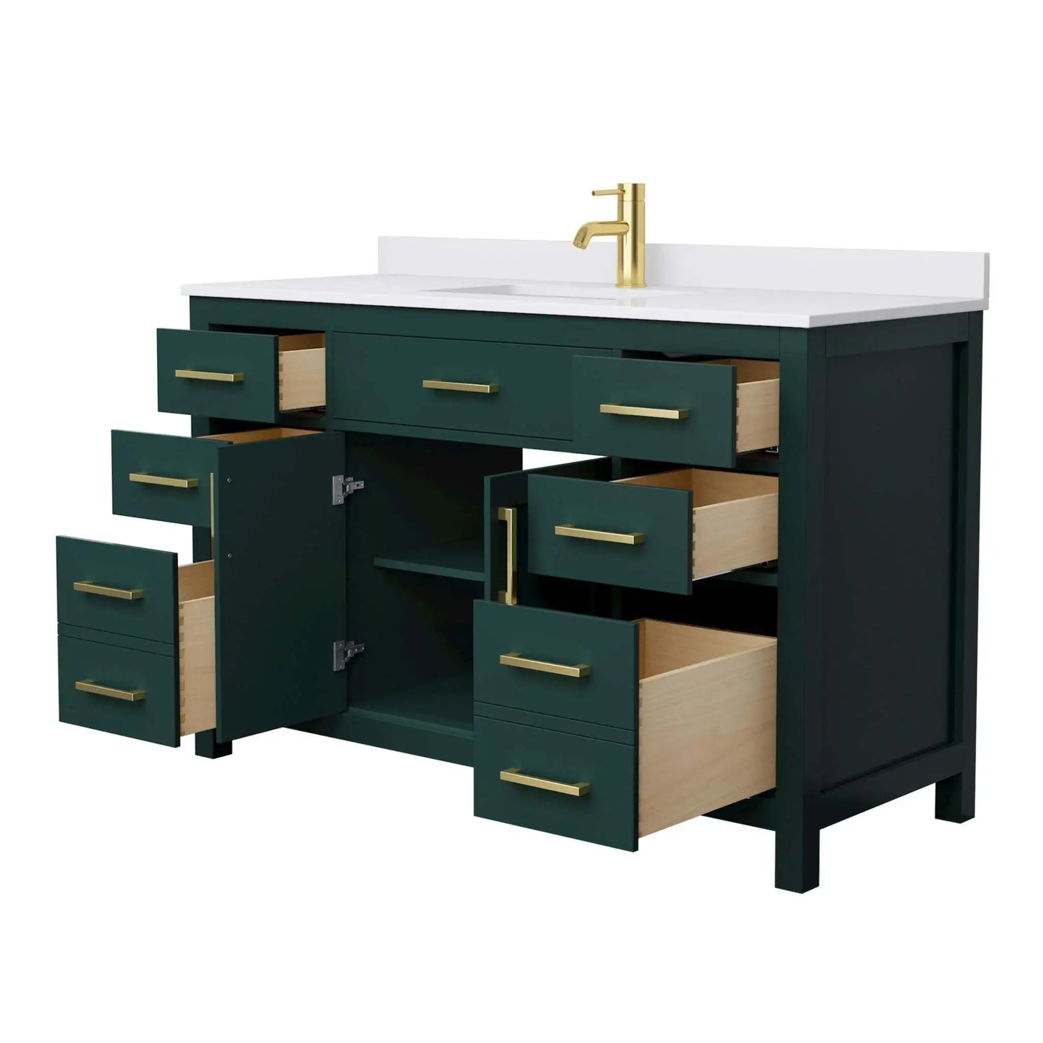 54" Beckett Single Bathroom Vanity in Green with Brushed Gold Trim by Wyndham