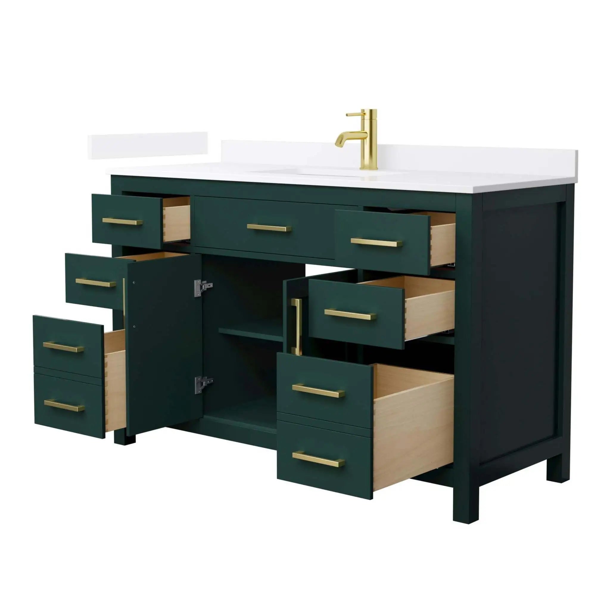 54" Beckett Single Bathroom Vanity in Green with Brushed Gold Trim by Wyndham